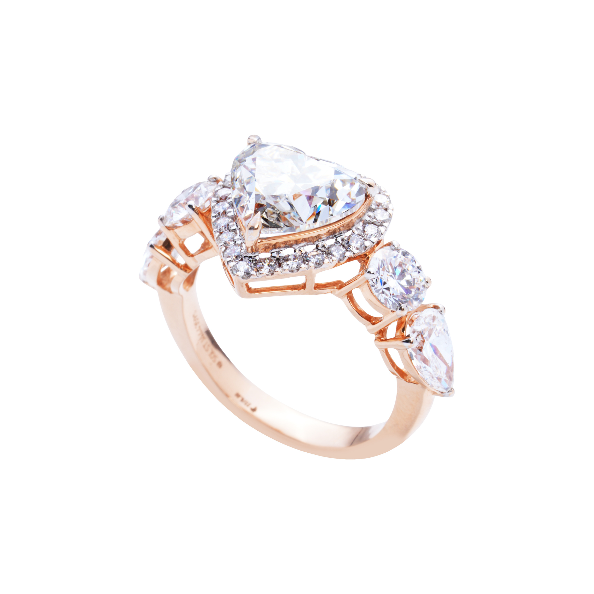 3 CT Quintet Romance Heart Diamond Ring