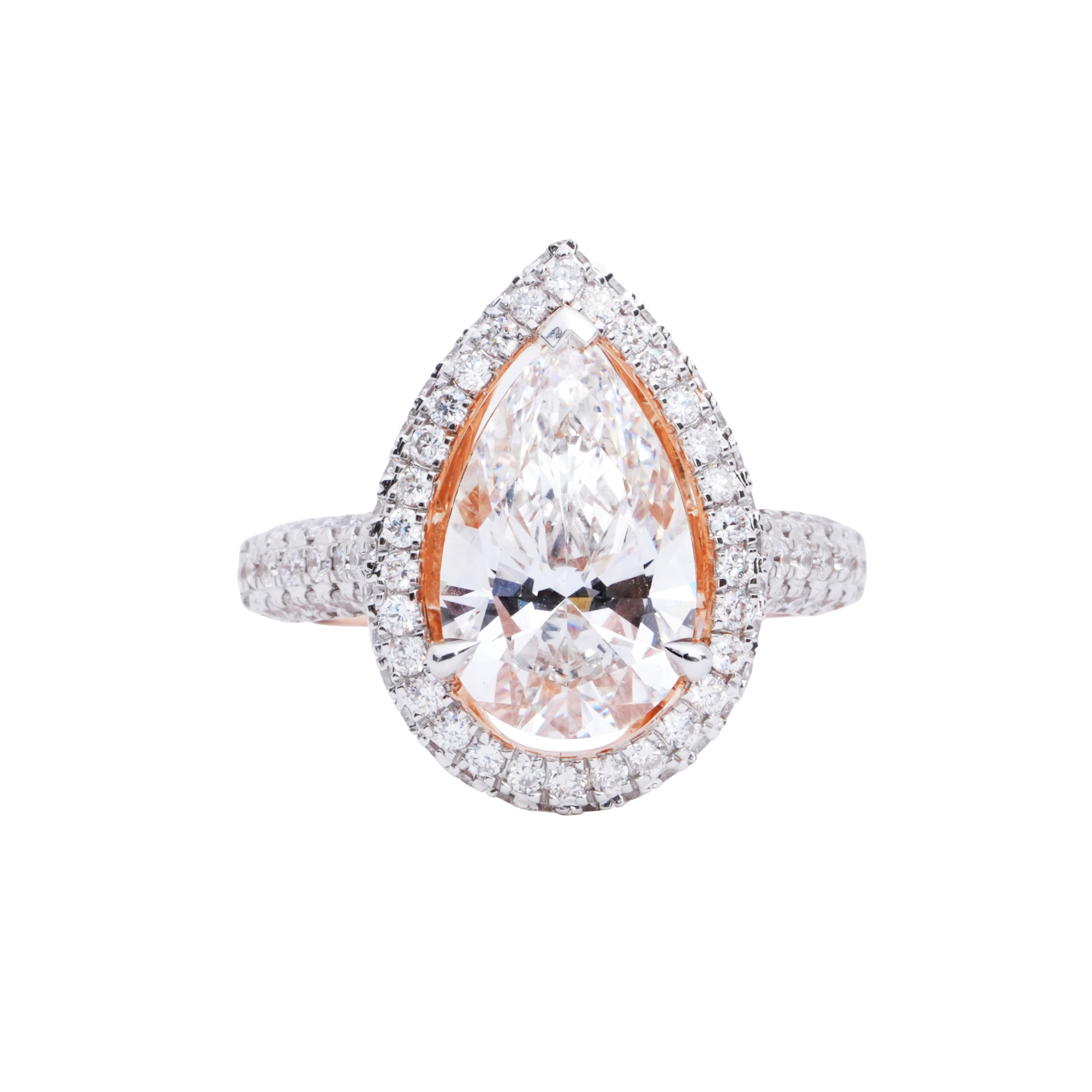 3 CT Lustre de Poire Diamond Engagement Ring