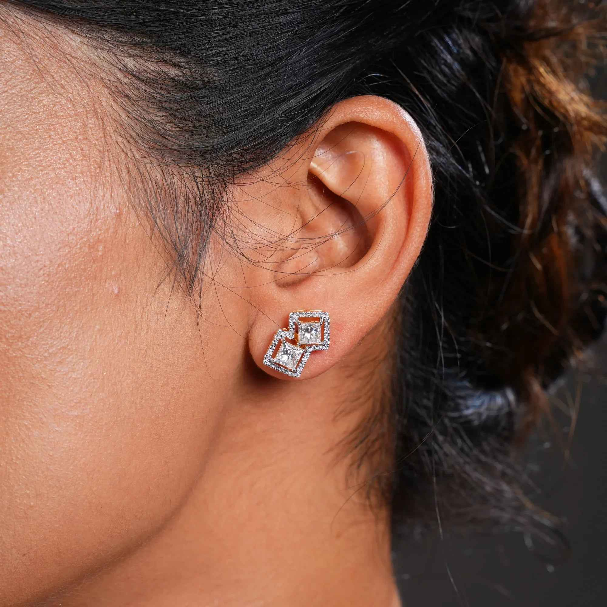 Passion Pair Princess Cut Diamond Earrings