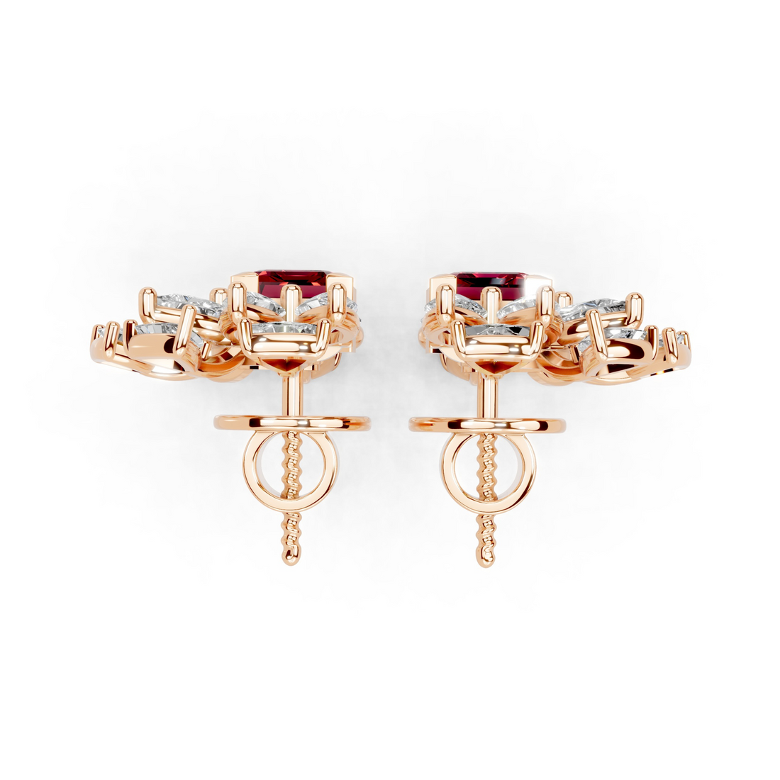 Scarlet Crescent Diamond Earrings