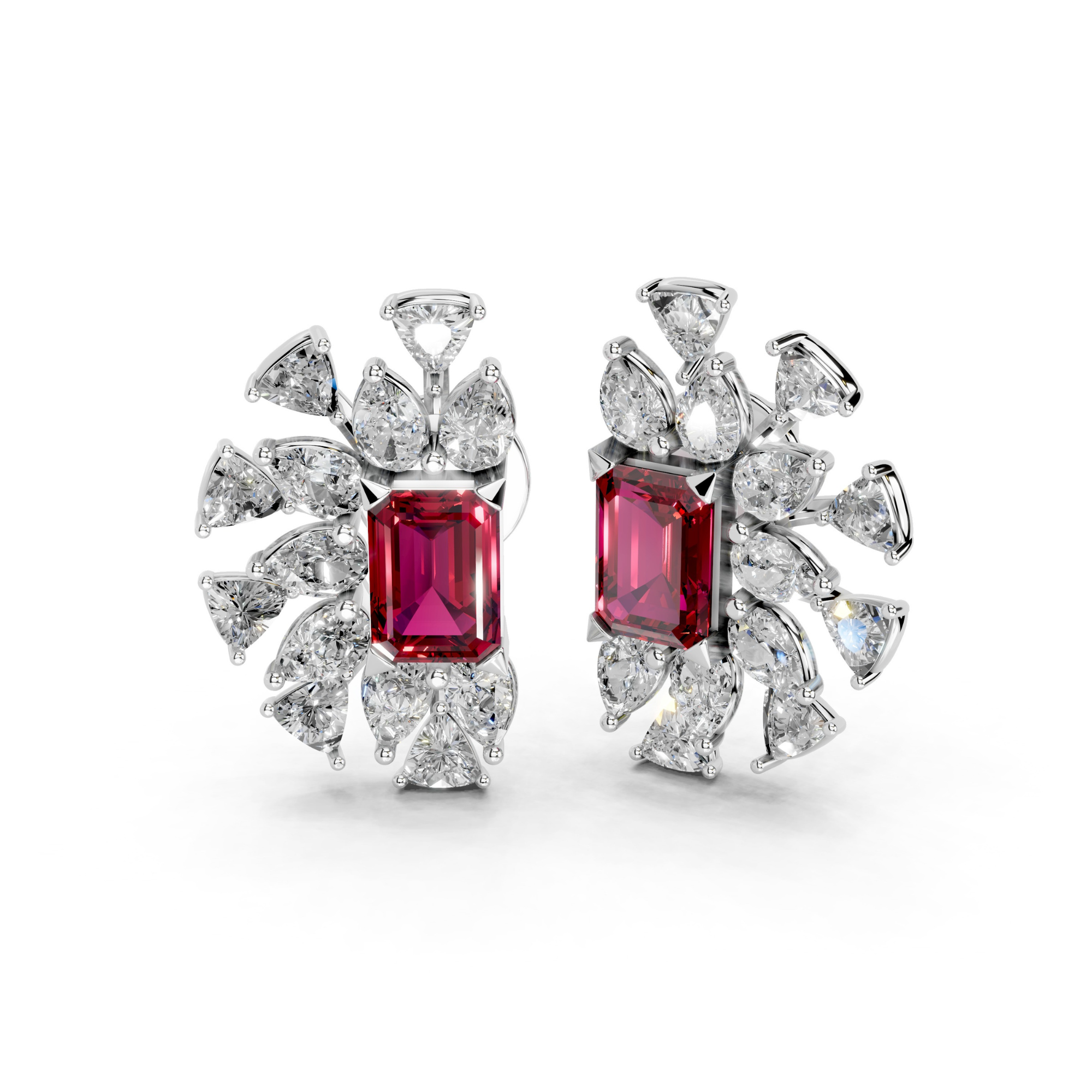 Scarlet Crescent Diamond Earrings