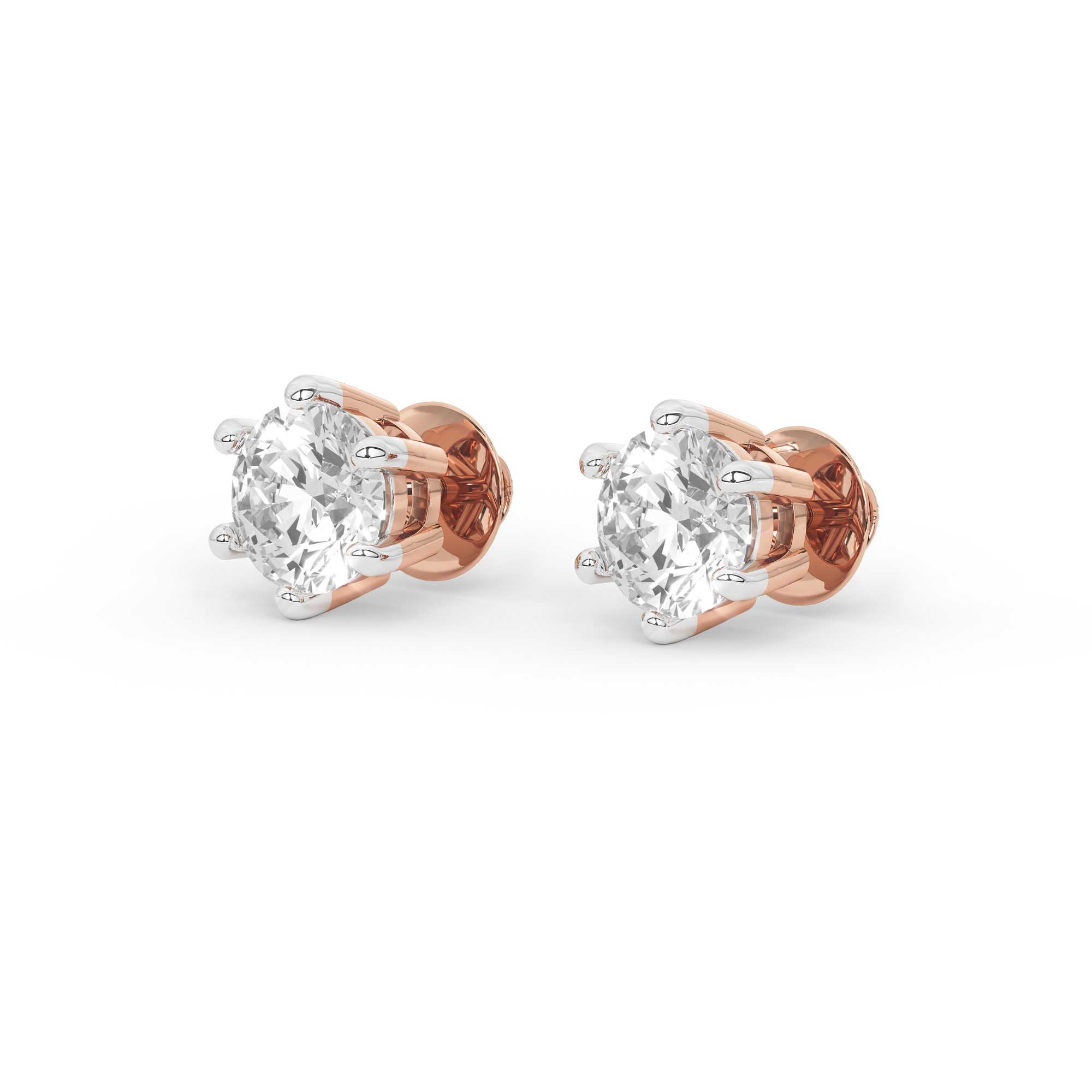 4 Carat Round Solitaire Earrings (Basket Setting)