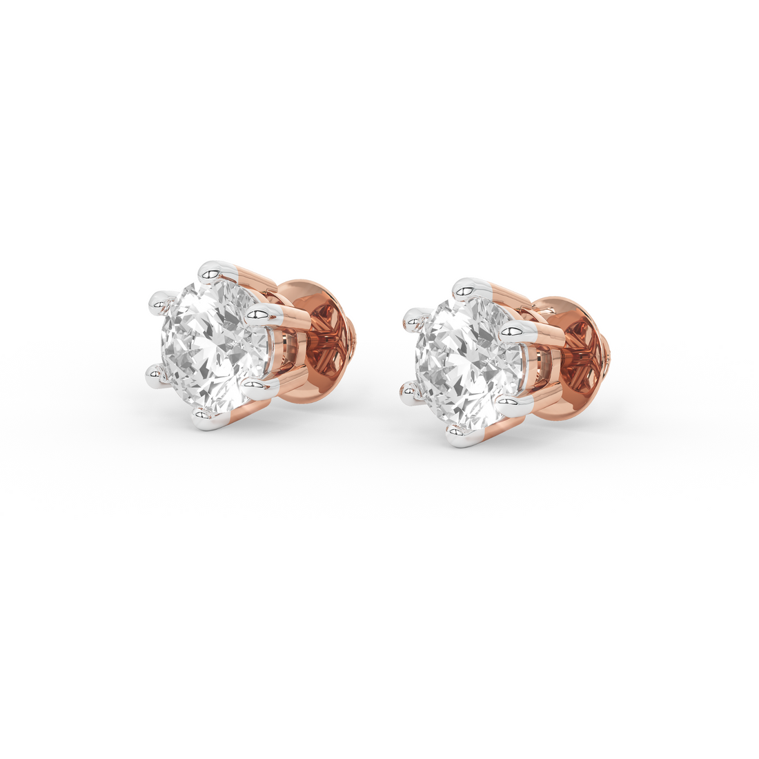 2 Carat Round Solitaire Earrings (Basket Setting)