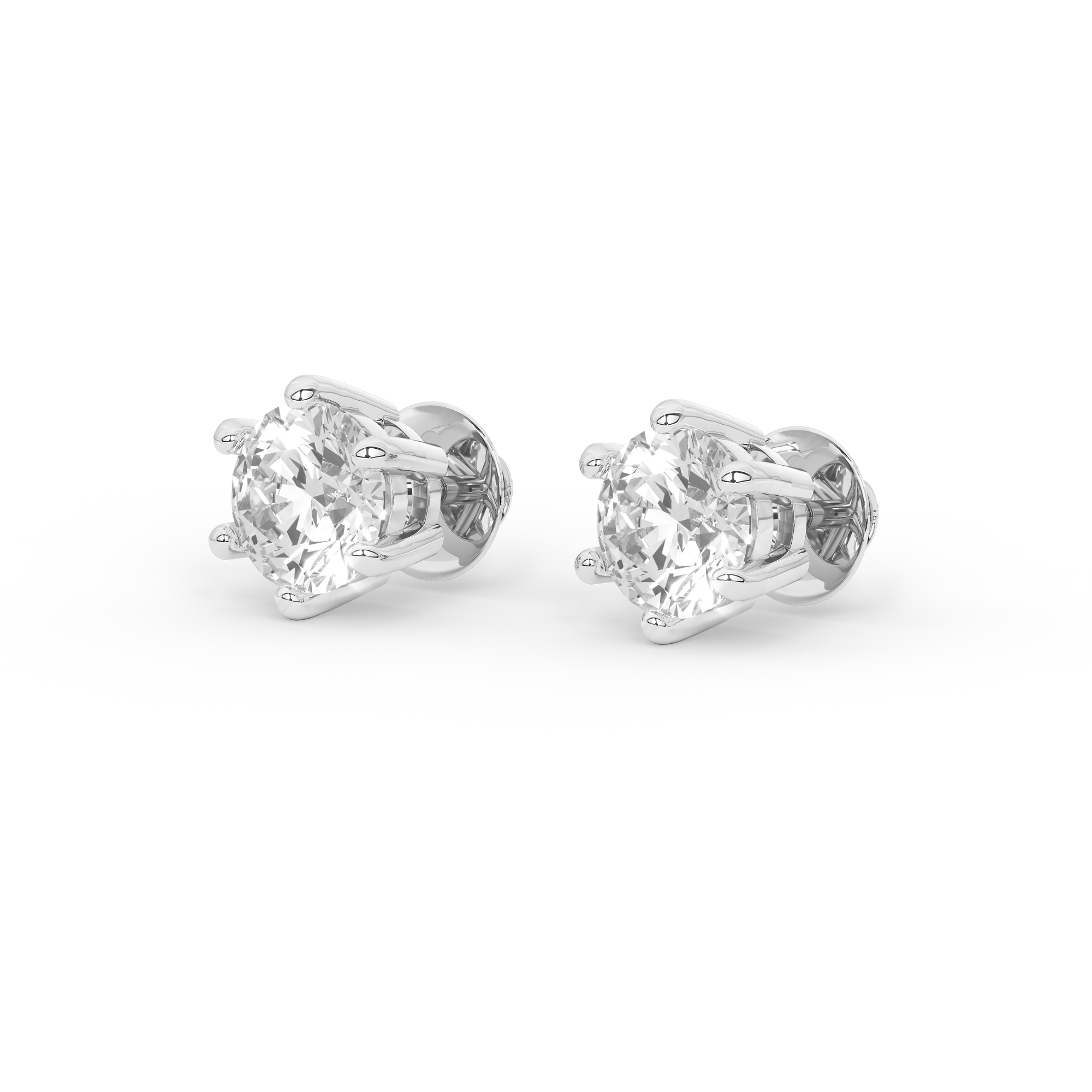 4 Carat Round Solitaire Earrings (Basket Setting)