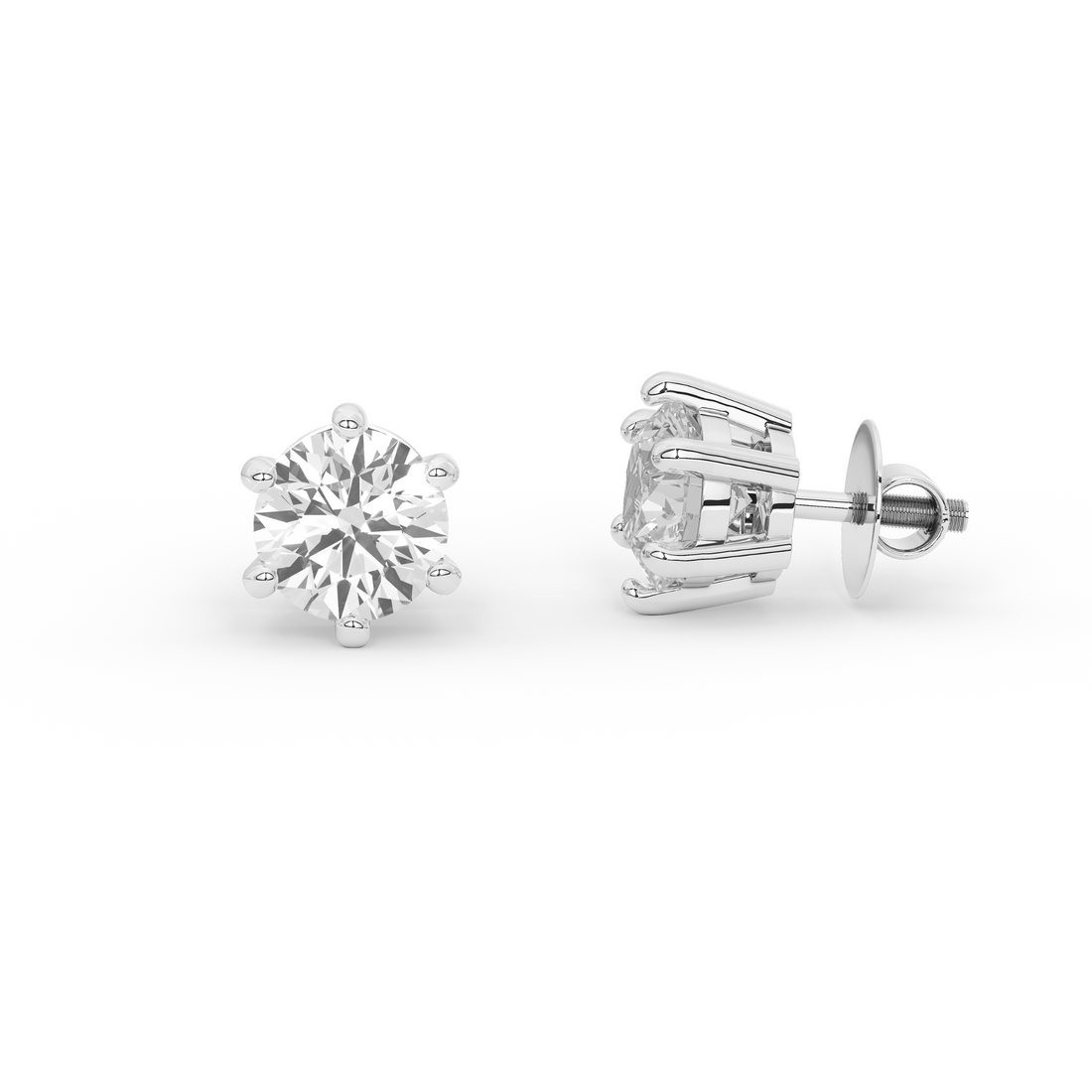 2 Carat Round Solitaire Earrings (Basket Setting)