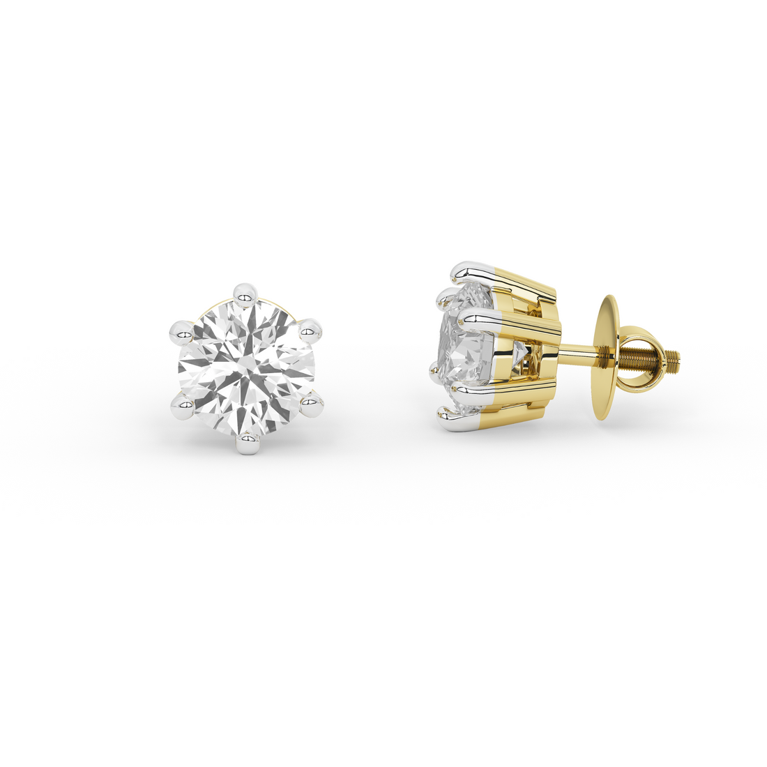 2 Carat Round Solitaire Earrings (Basket Setting)
