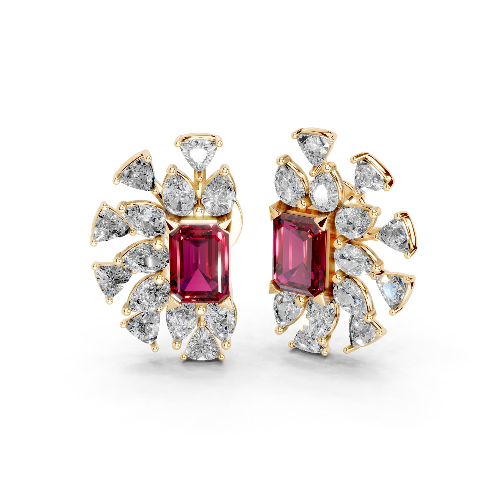 Scarlet Crescent Diamond Earrings