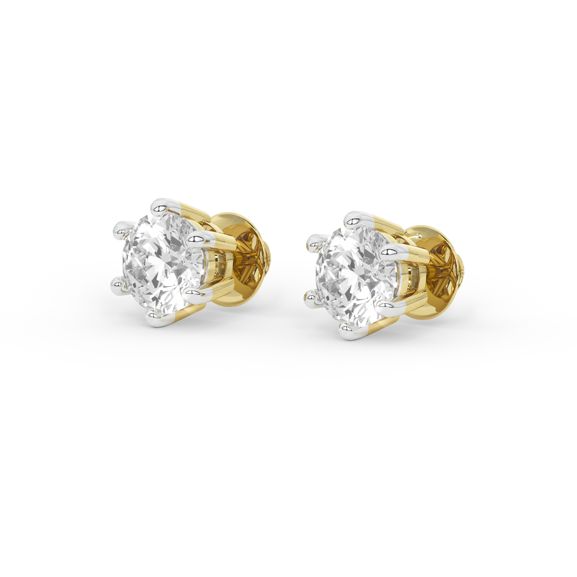 4 Carat Round Solitaire Earrings (Basket Setting)