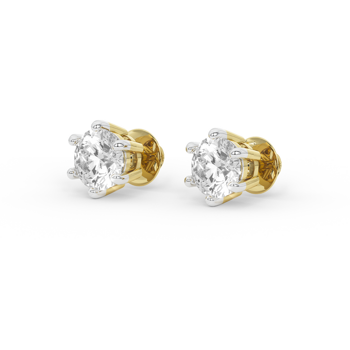 2 Carat Round Solitaire Earrings (Basket Setting)