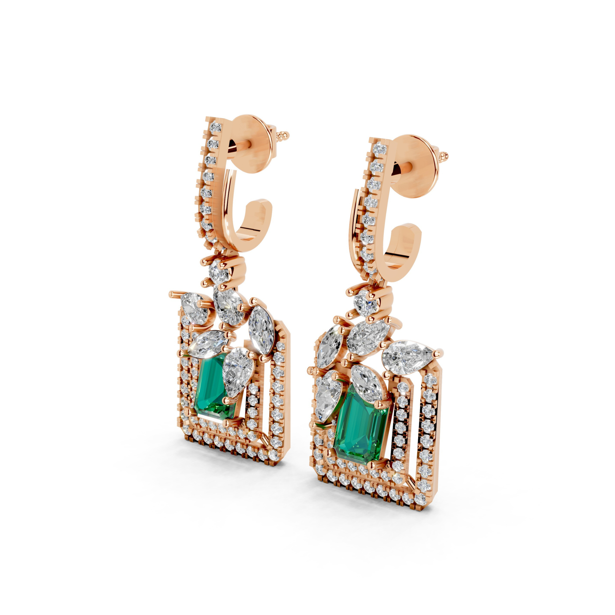 Verdant Foliage Square Diamond Drops