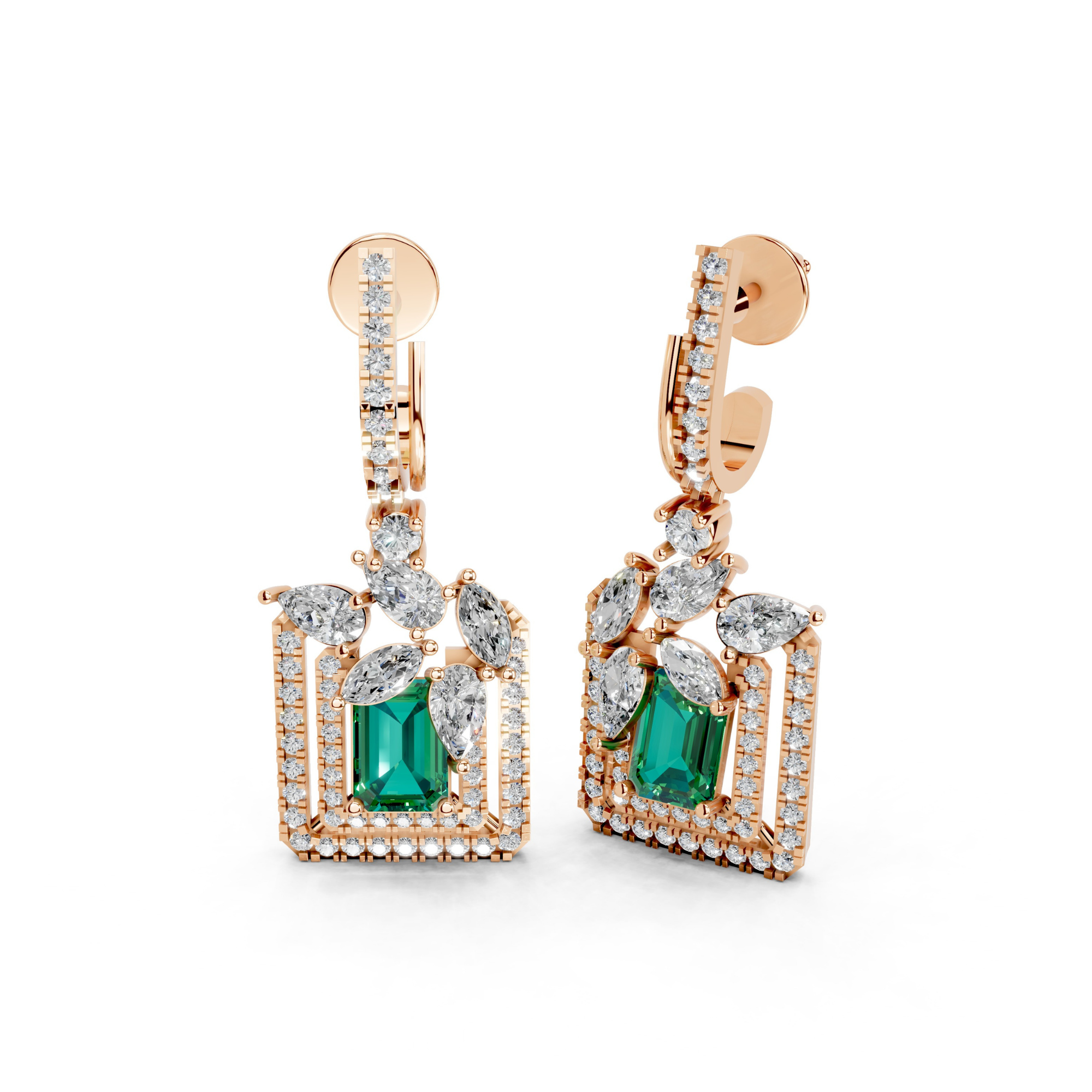 Verdant Foliage Square Diamond Drops