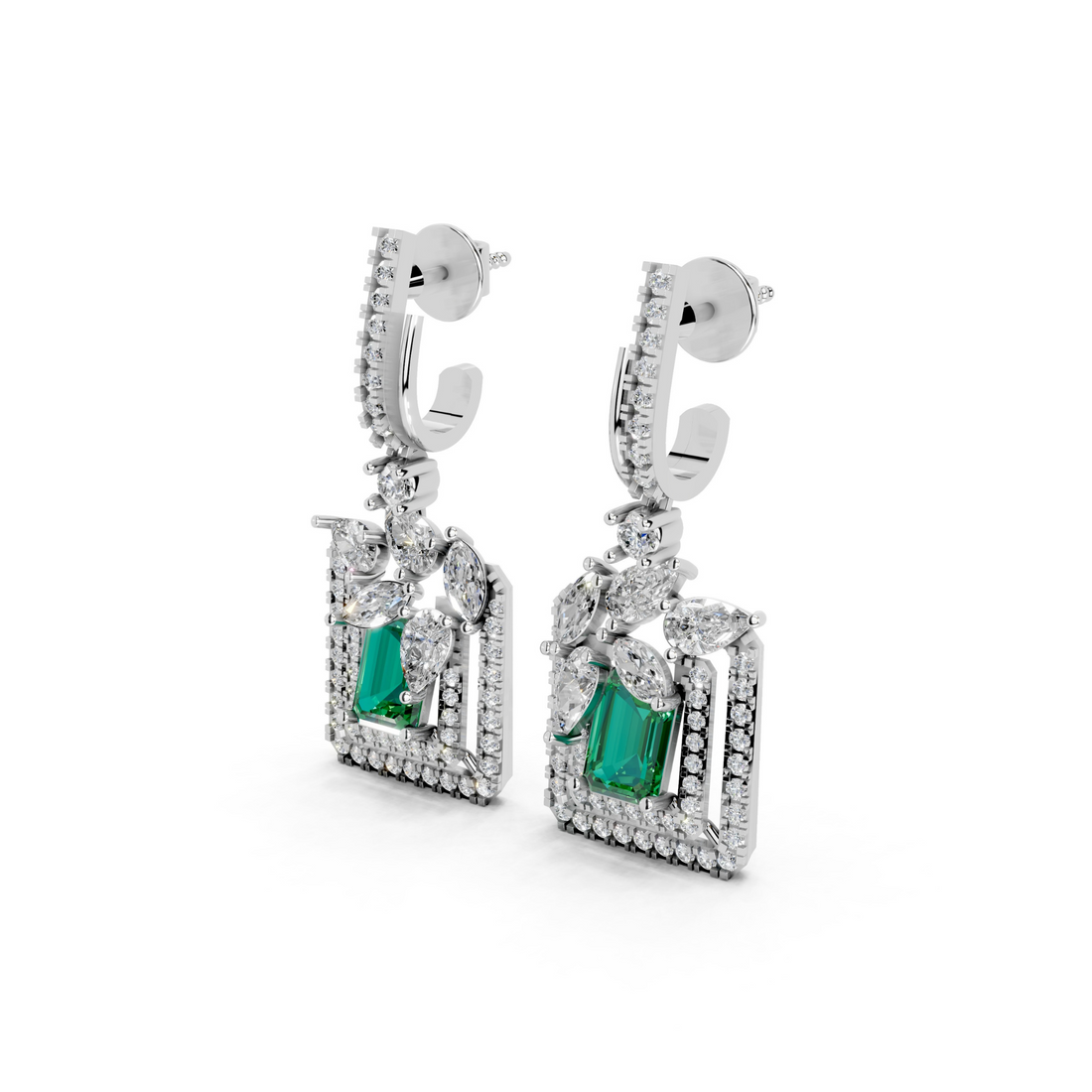 Verdant Foliage Square Diamond Drops