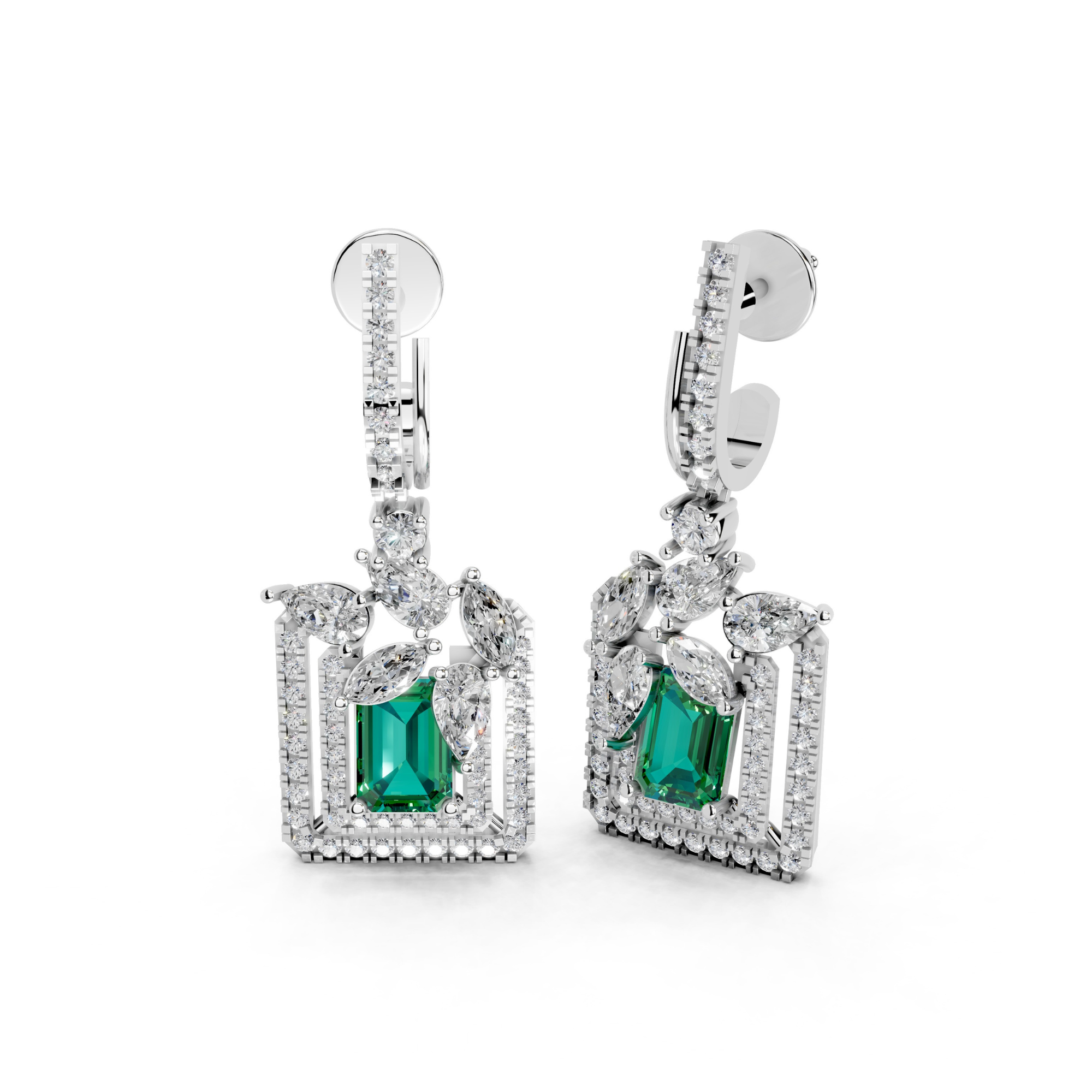 Verdant Foliage Square Diamond Drops