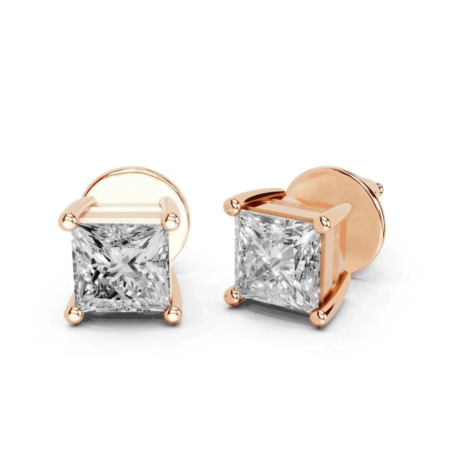 2.8 Carat Patricia Princess Cut Solitaire Studs