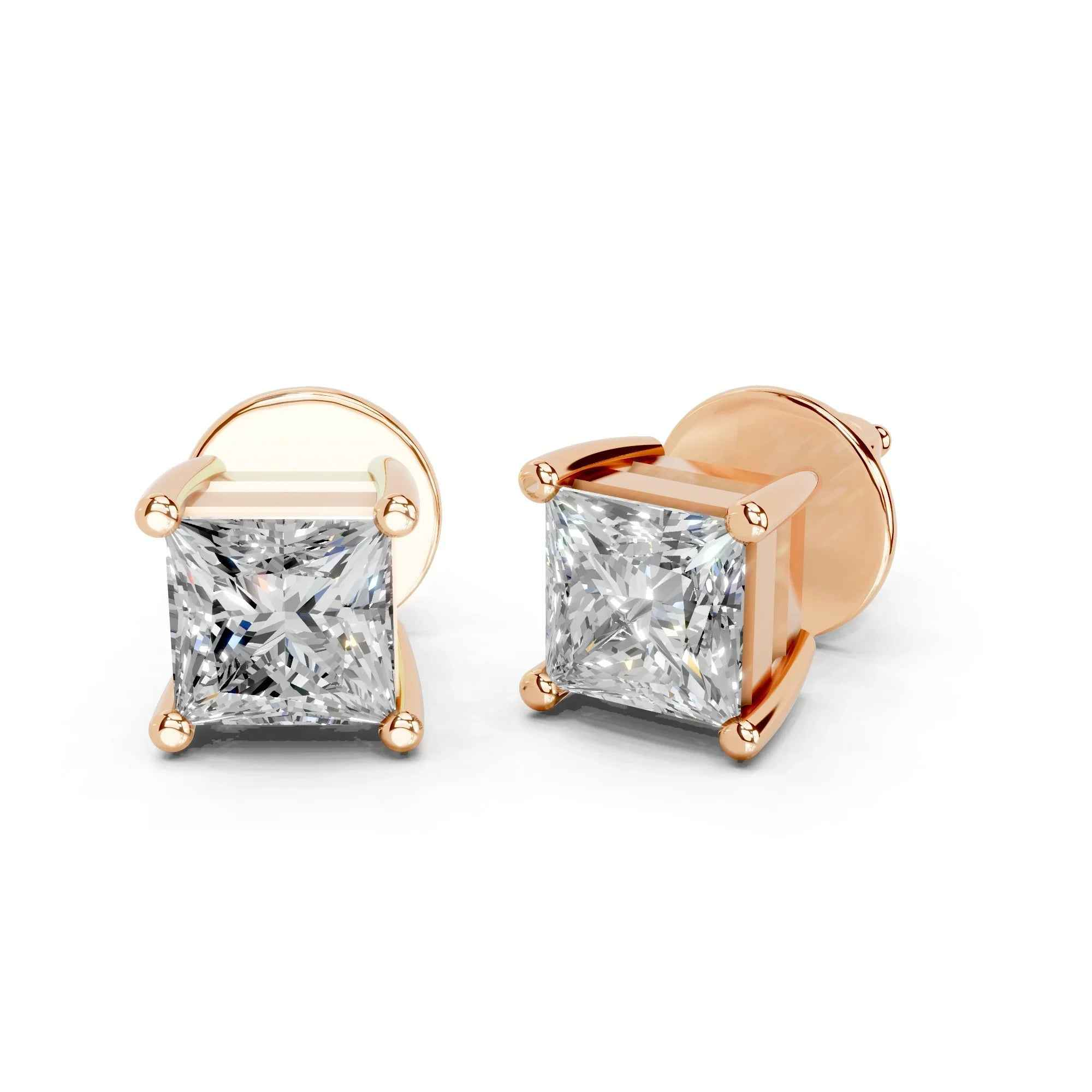 2.8 Carat Patricia Princess Cut Solitaire Studs