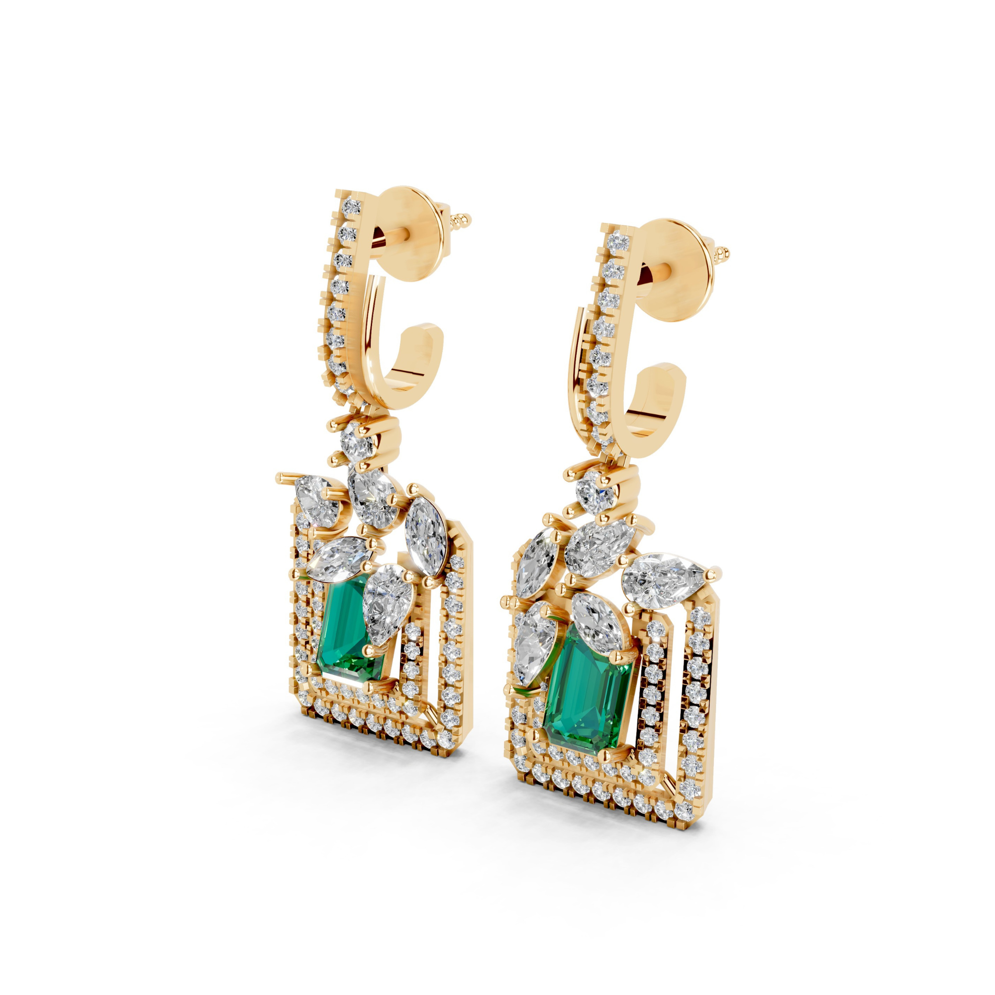 Verdant Foliage Square Diamond Drops