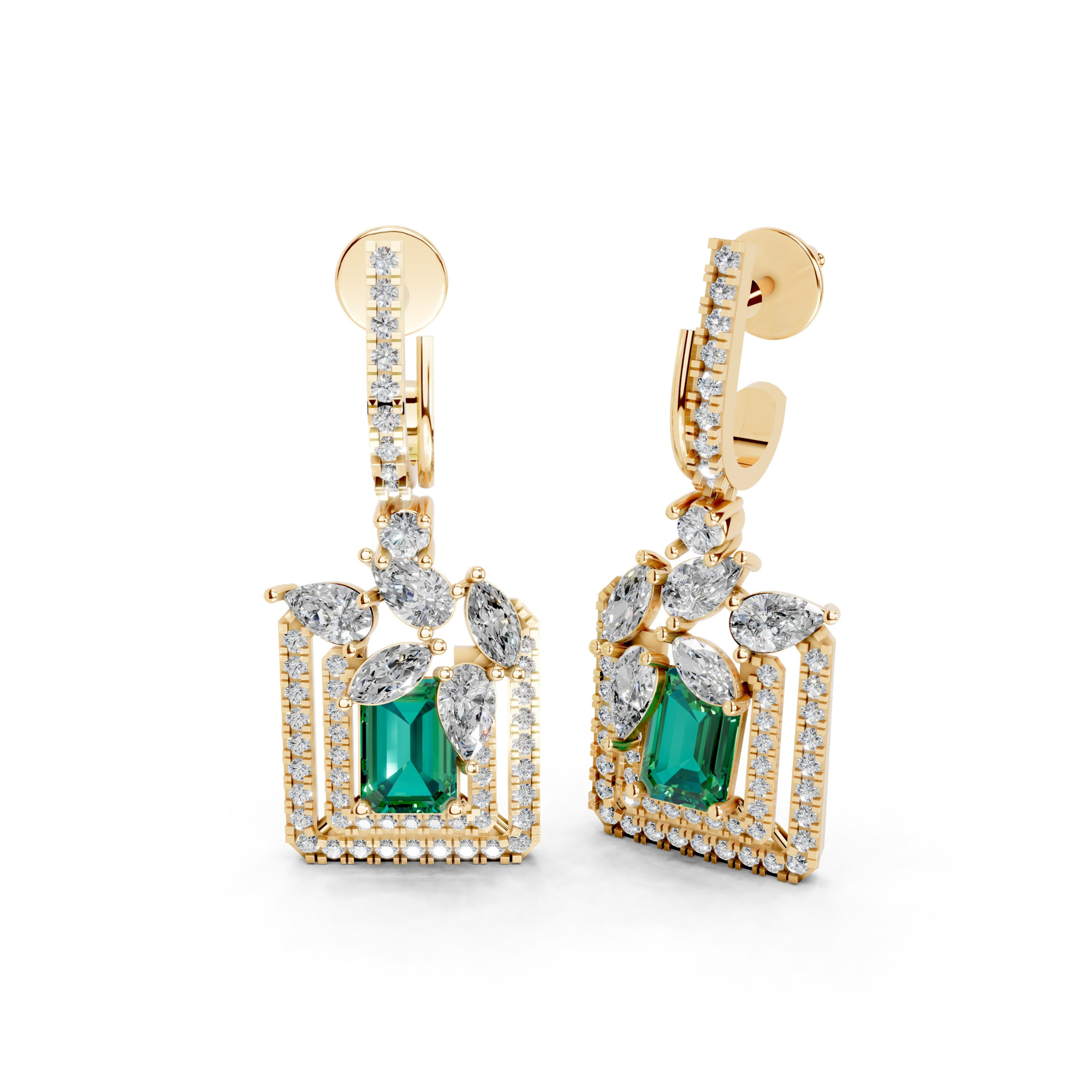 Verdant Foliage Square Diamond Drops