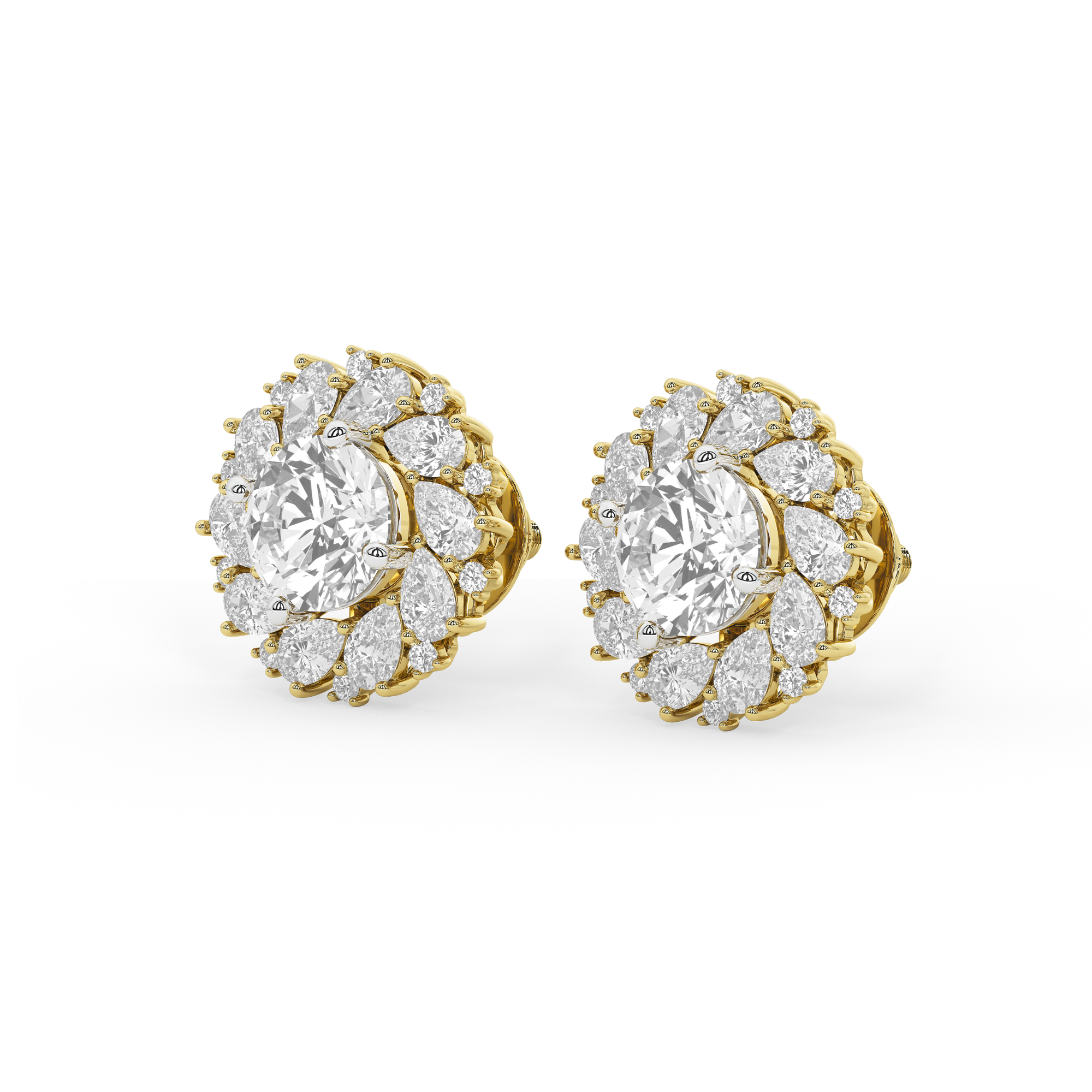 Fleur de Diamant Studs with Detachable Jacket