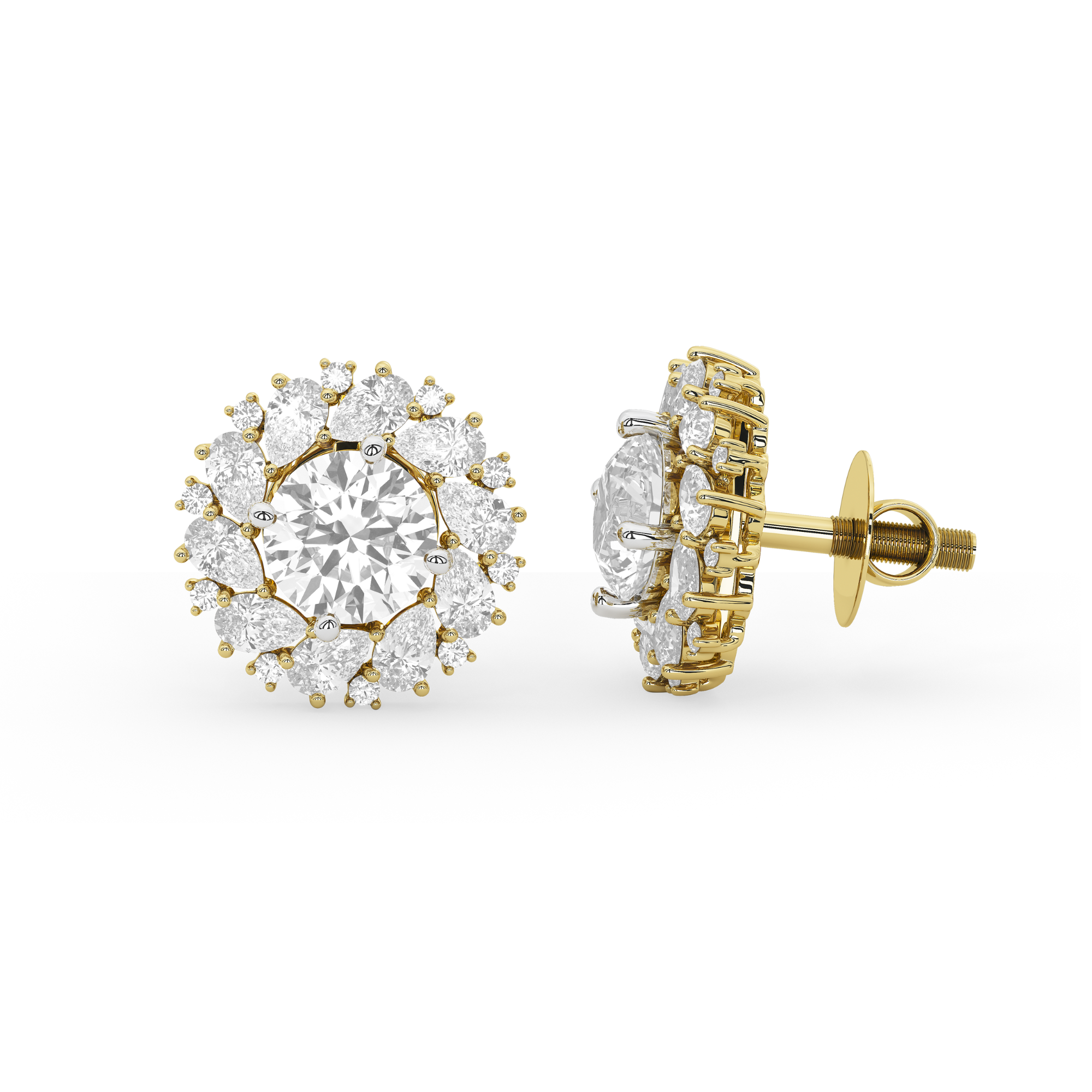 Fleur de Diamant Studs with Detachable Jacket