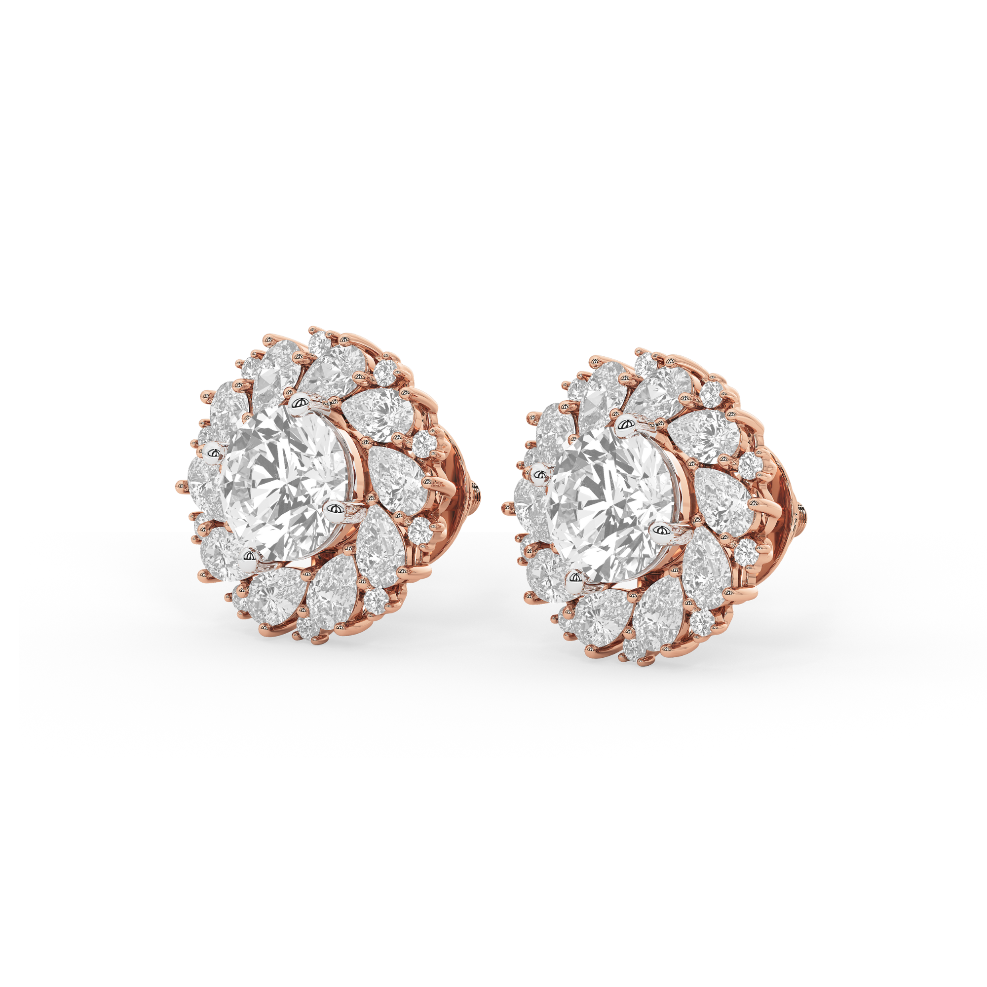 Fleur de Diamant Studs with Detachable Jacket