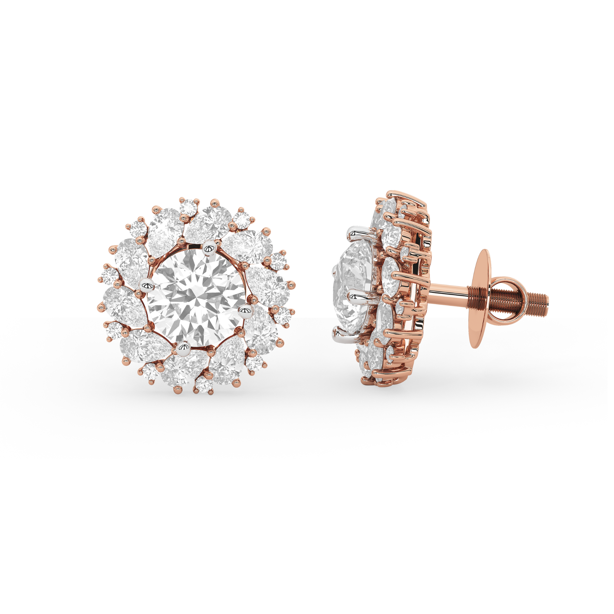 Fleur de Diamant Studs with Detachable Jacket