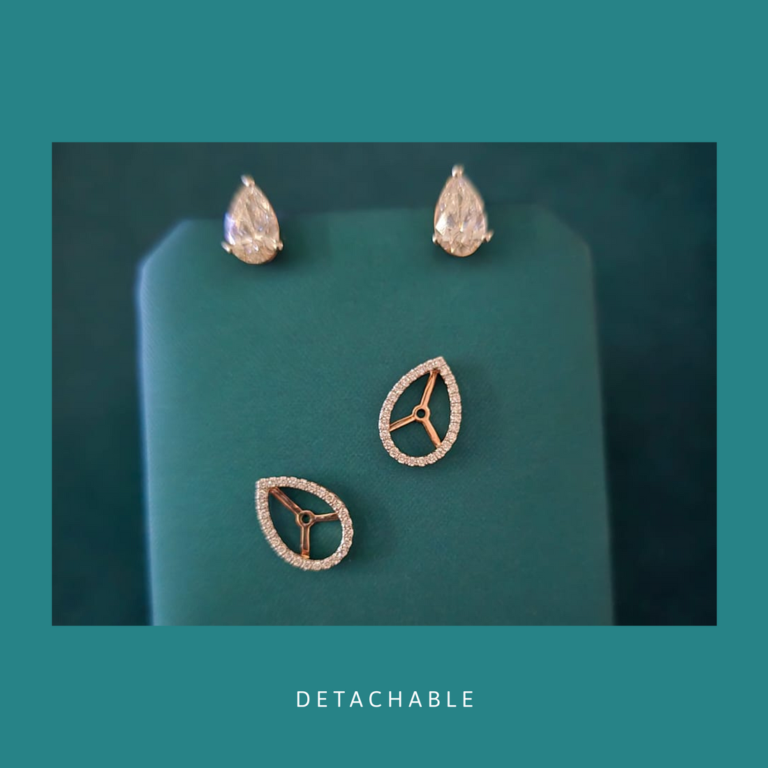 Aurora Pear Halo Diamond Studs