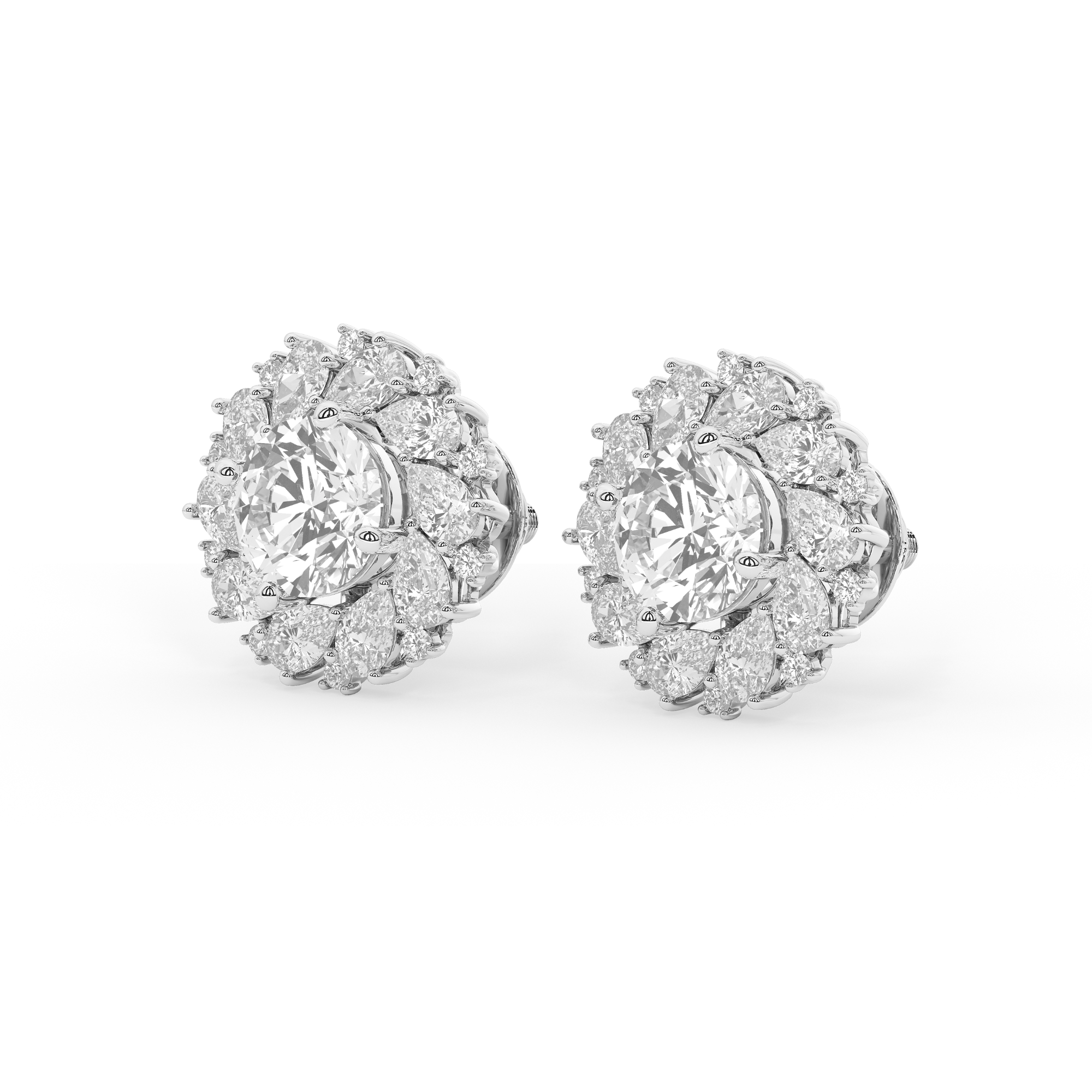 Fleur de Diamant Studs with Detachable Jacket