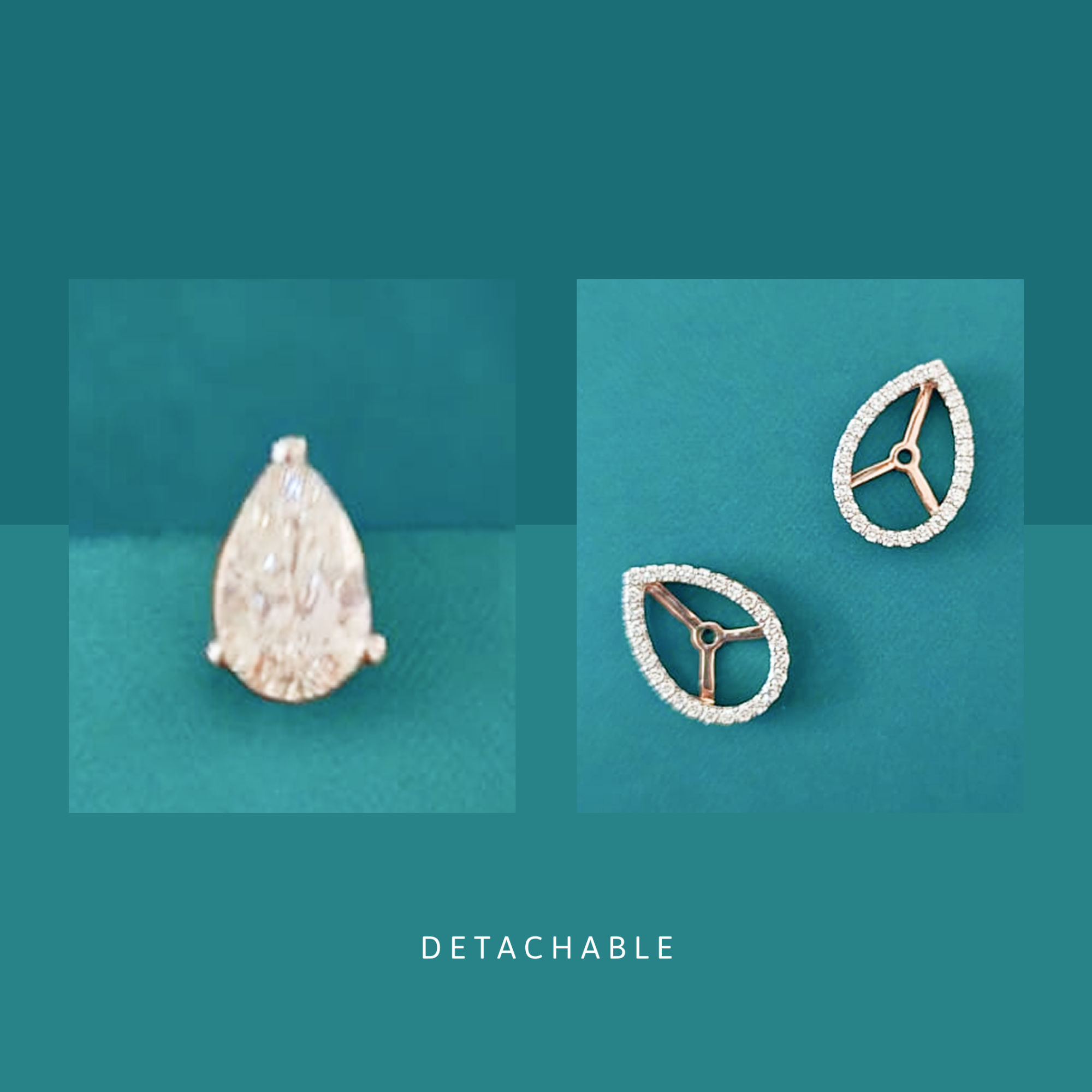 Auerlie Pear Solitaires with detachable Halo Jacket