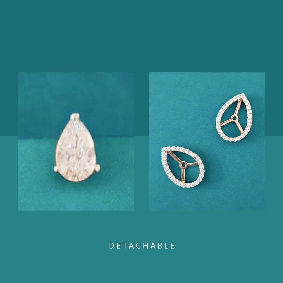 Aurora Pear Halo Diamond Studs