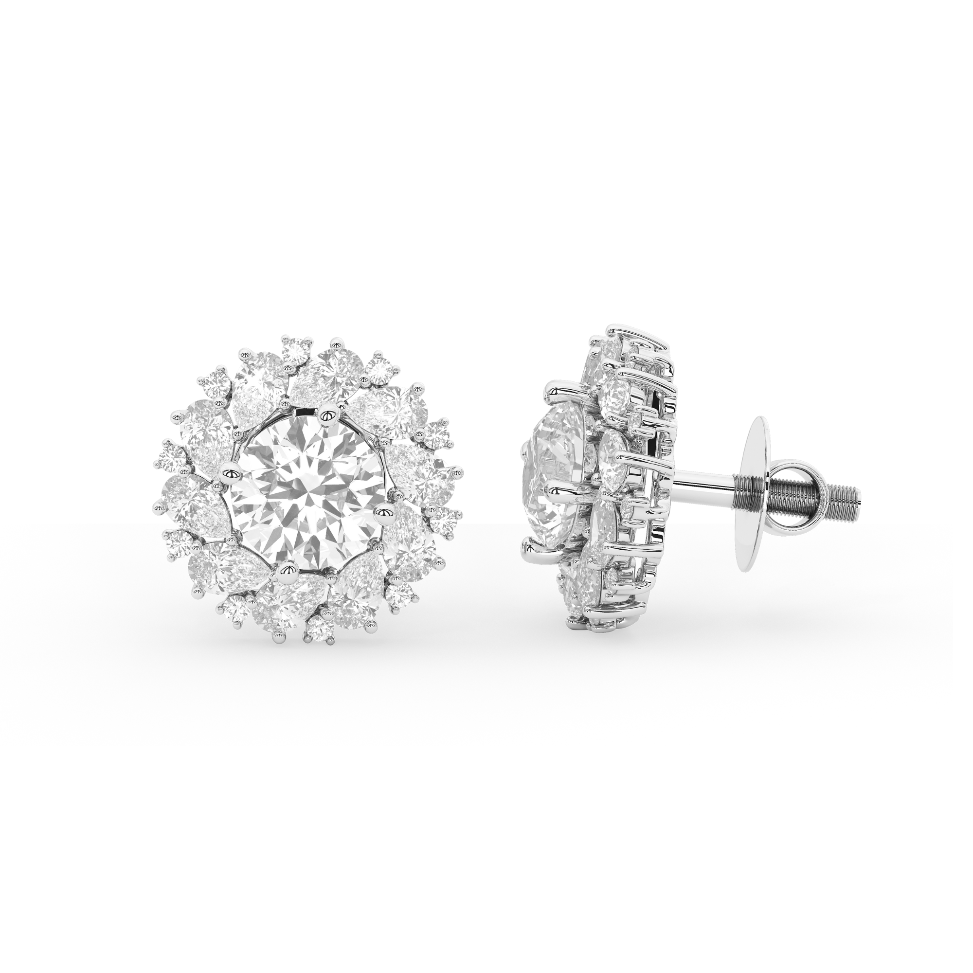 Fleur de Diamant Studs with Detachable Jacket