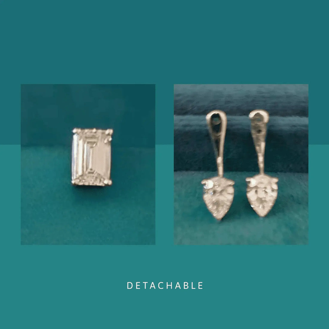 4 Carat Vespera Solitaires with Detachable Pear Jackets