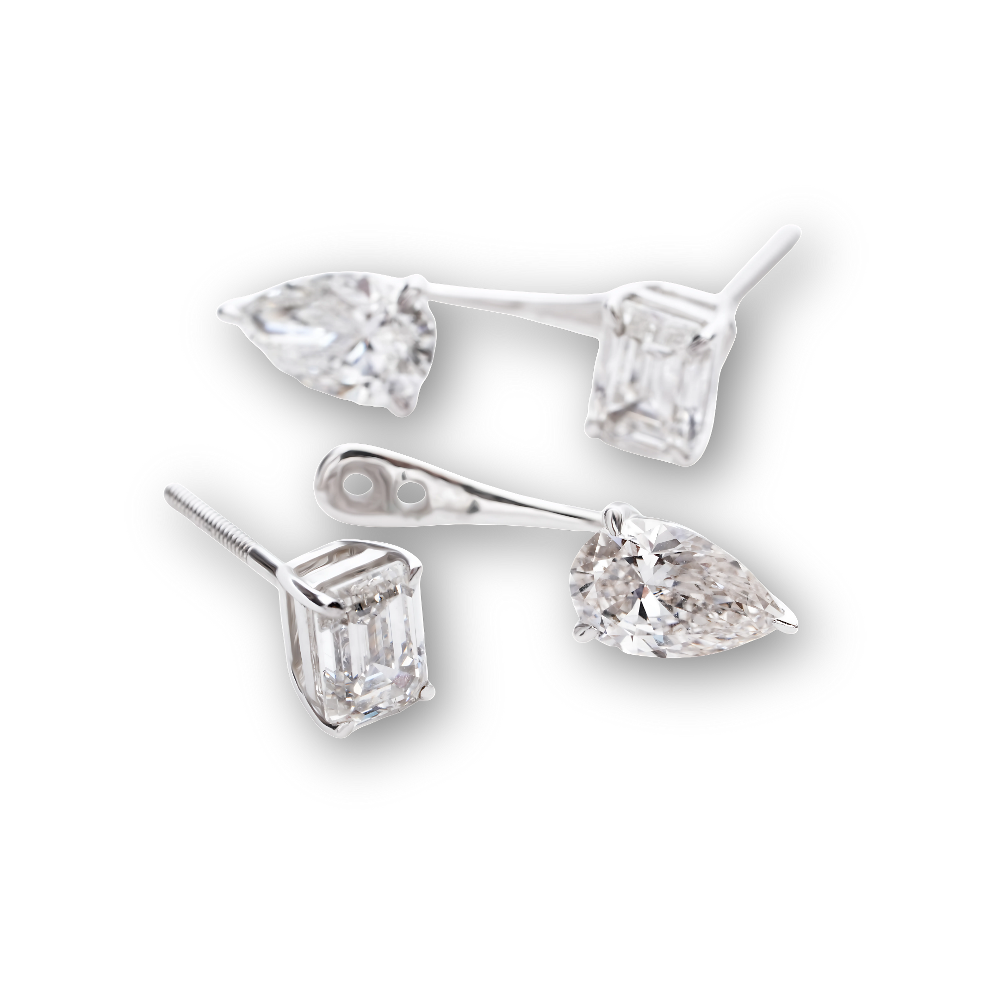 4 Carat Vespera Solitaires with Detachable Pear Jackets