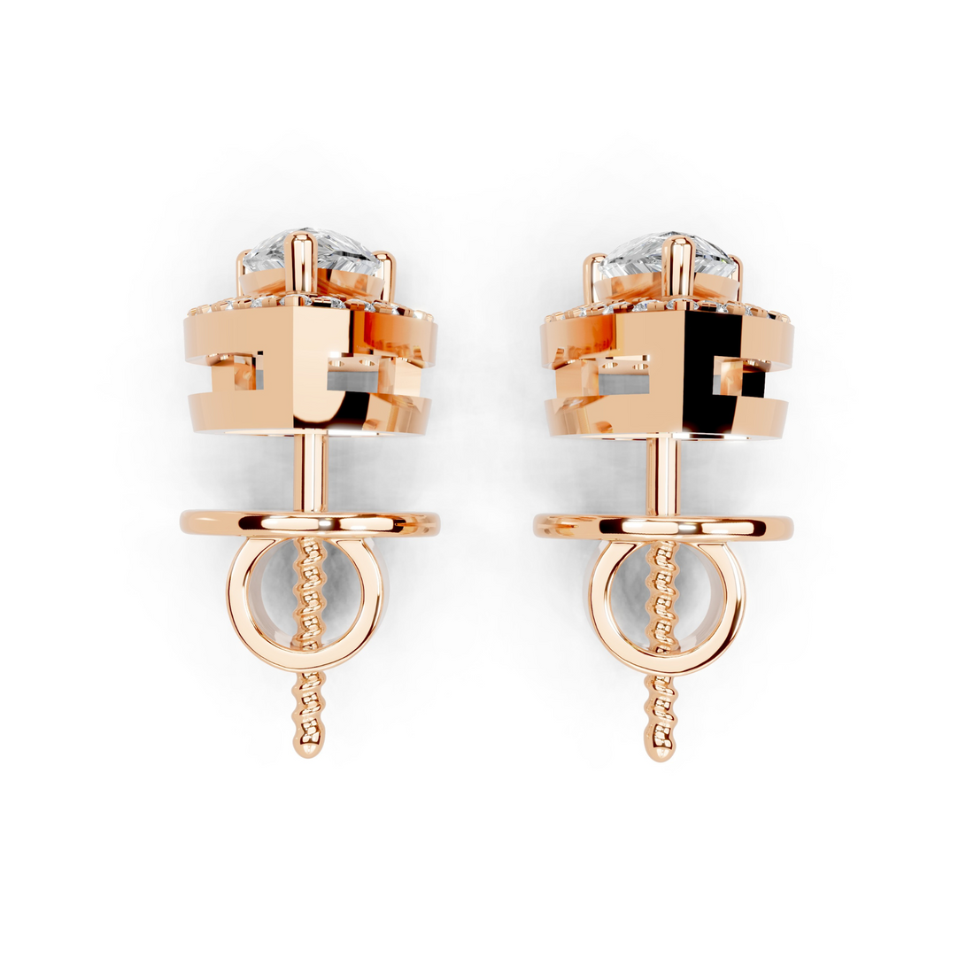 Aurora Pear Halo Diamond Studs