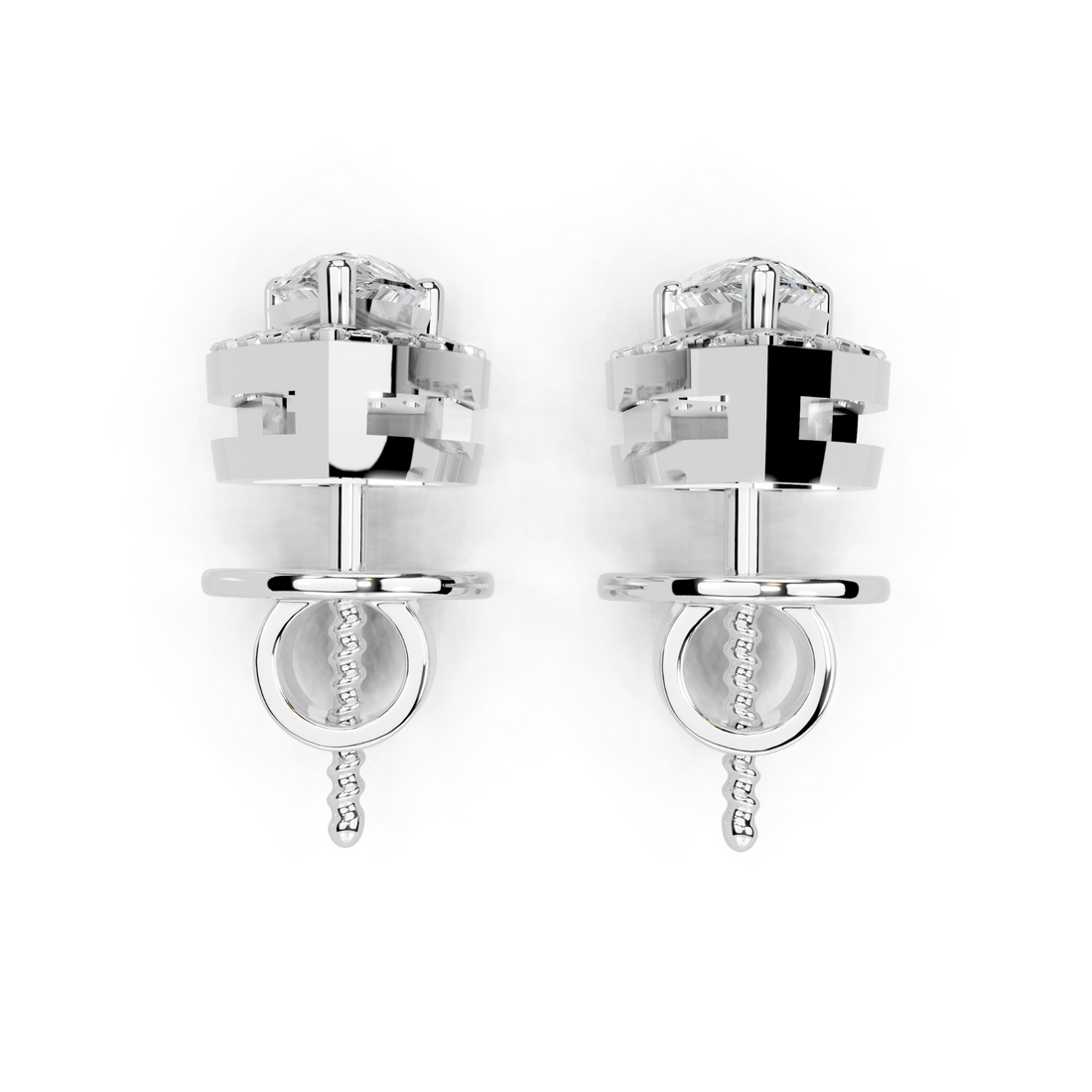 Aurora Pear Halo Diamond Studs