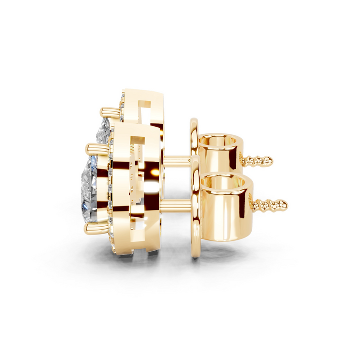 Aurora Pear Halo Diamond Studs