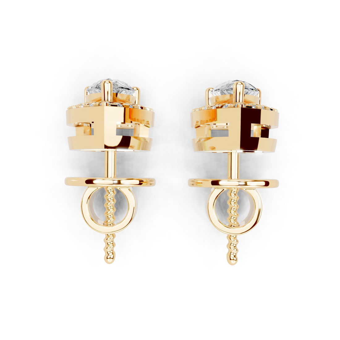 Aurora Pear Halo Diamond Studs
