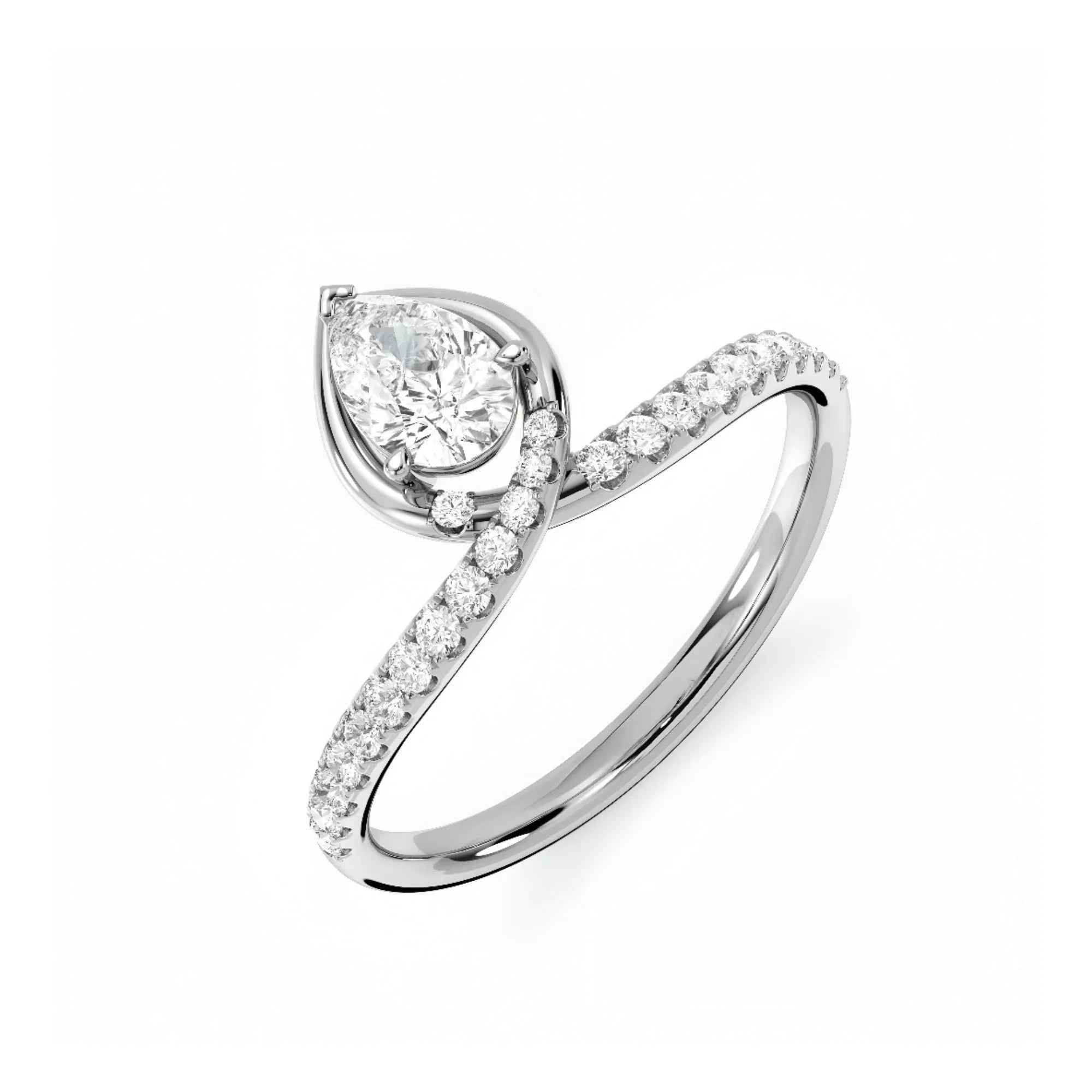 Poised Pear Diamond Ring