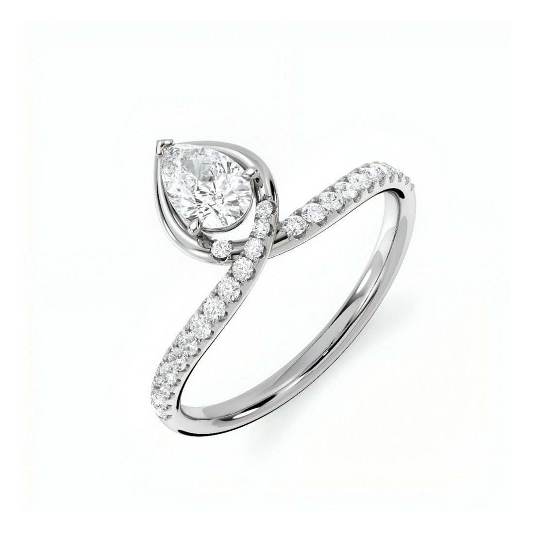 Poised Pear Diamond Ring