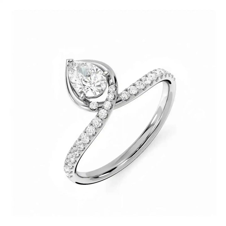 Poised Pear Diamond Ring