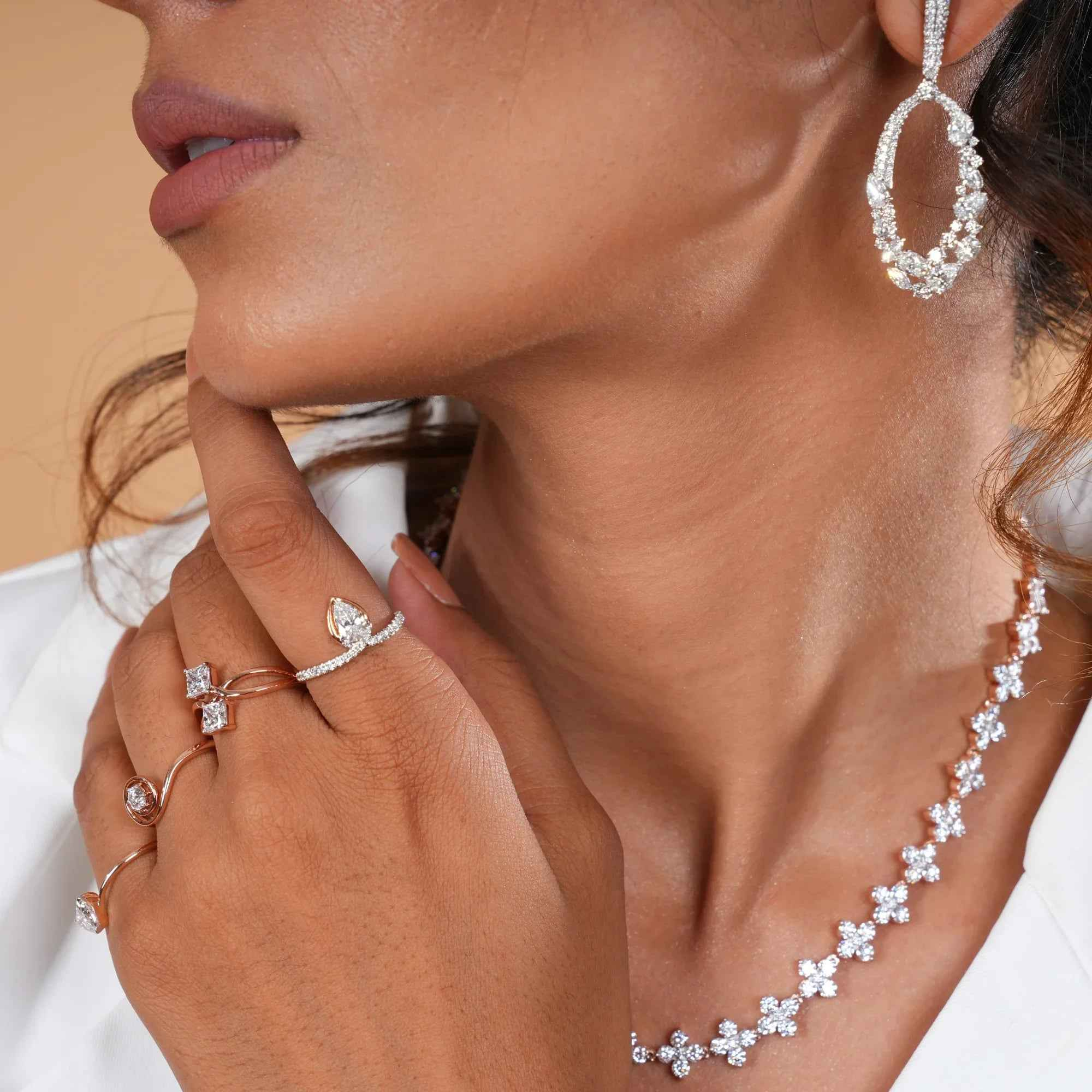 Poised Pear Diamond Ring