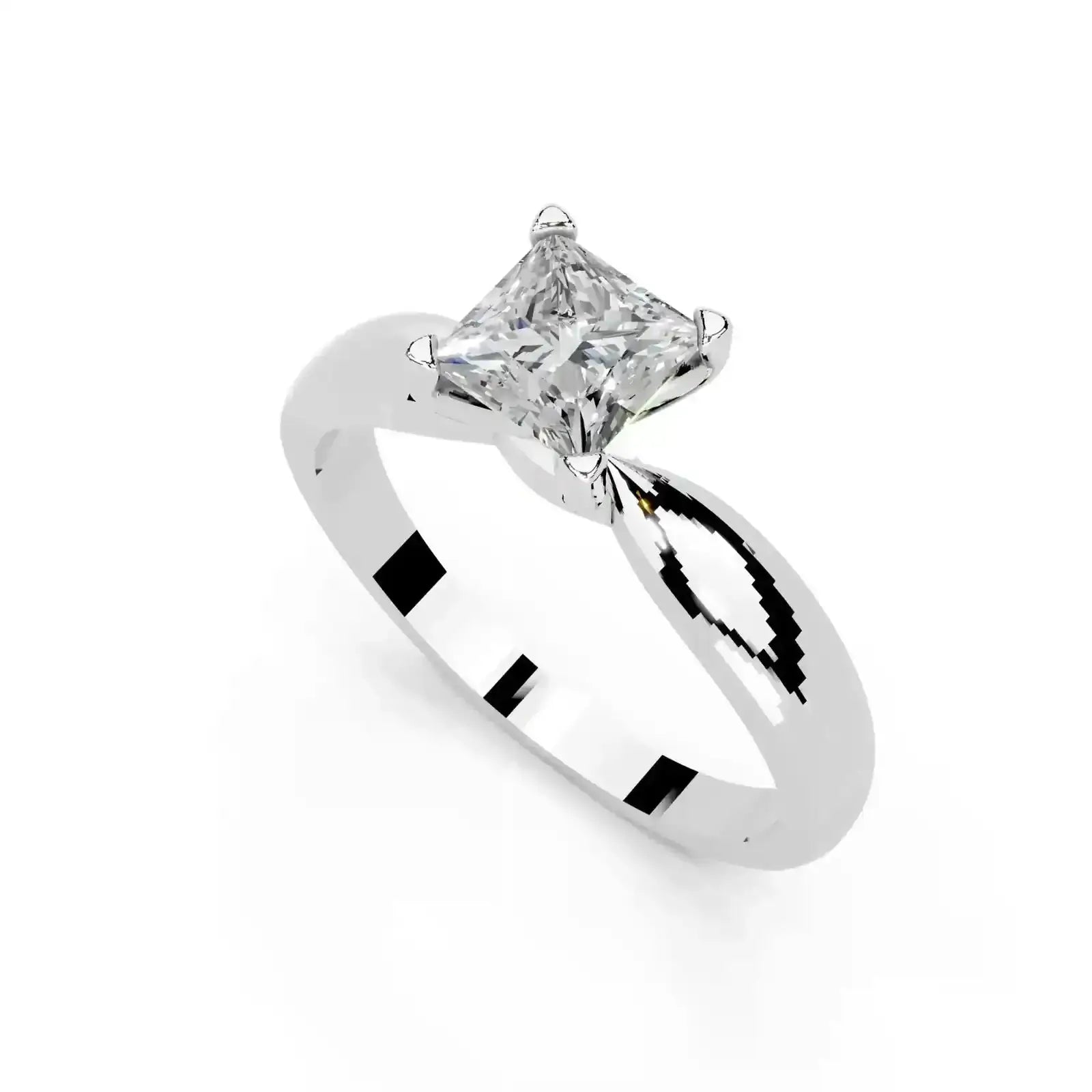 50 Cent Princess Cut Solitaire Ring