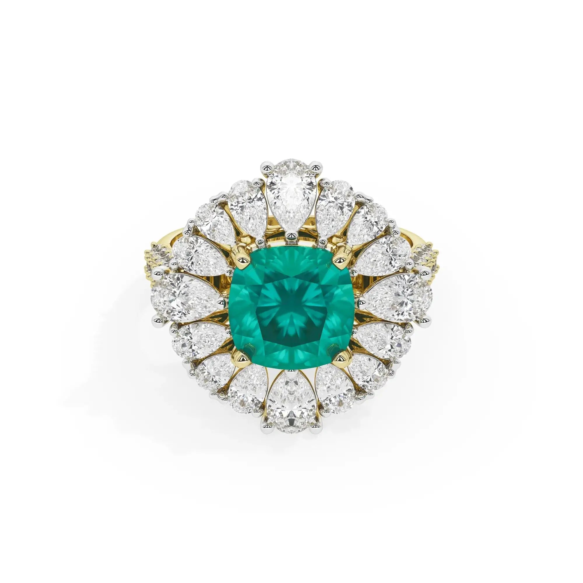 Zephyr Dahlia Cocktail Ring (Lab gown Emerald)