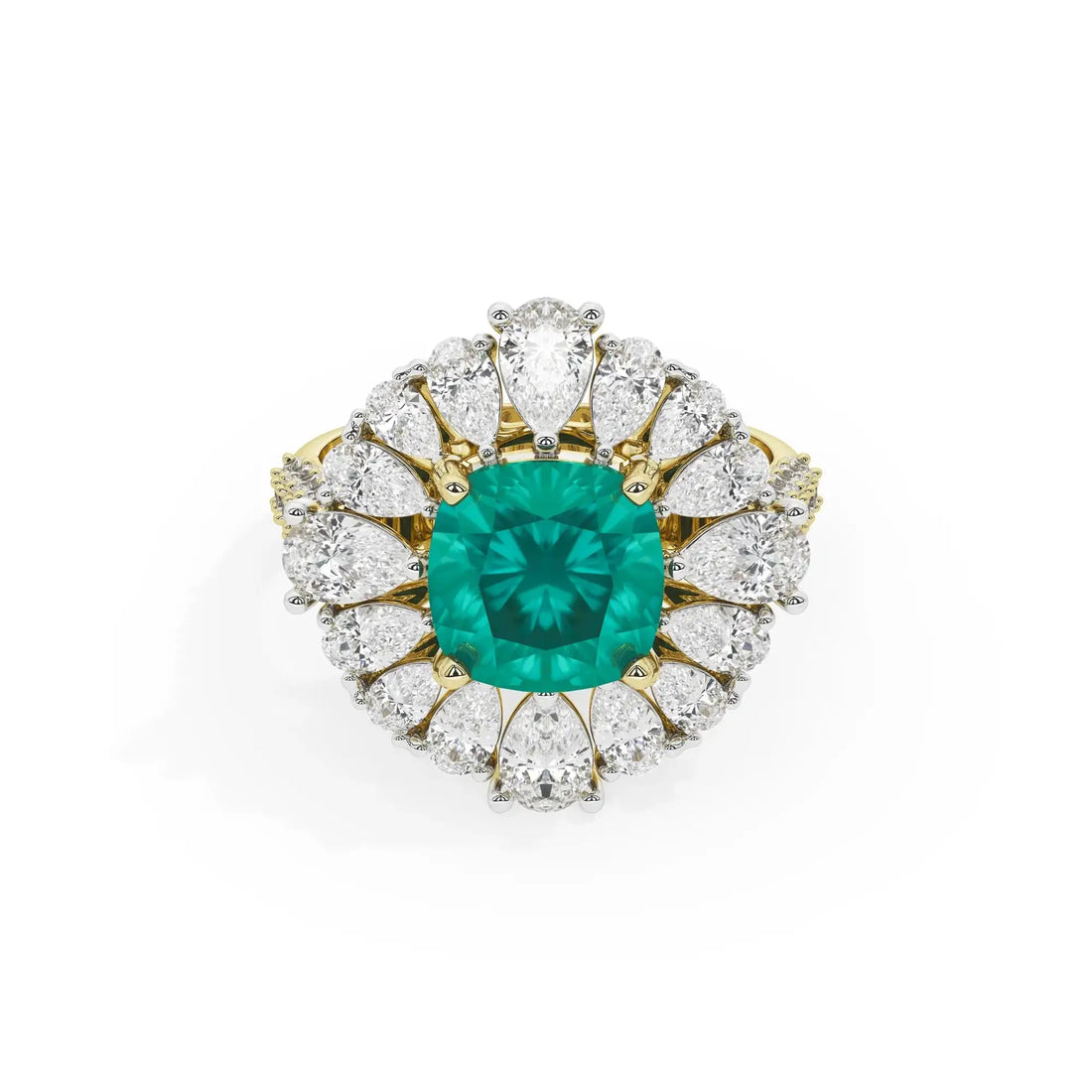Zephyr Dahlia Cocktail Ring (Lab gown Emerald)