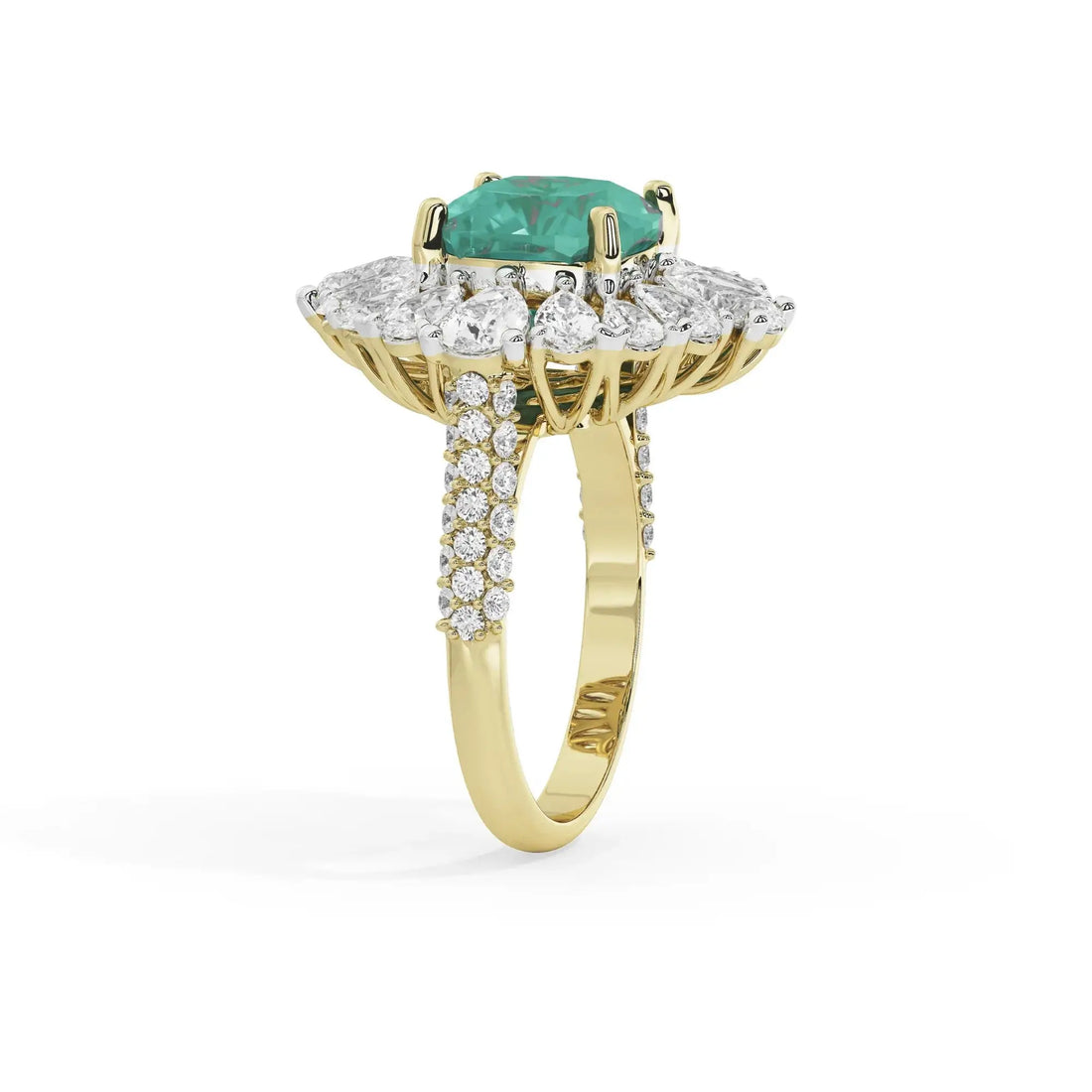 Zephyr Dahlia Cocktail Ring (Lab gown Emerald)