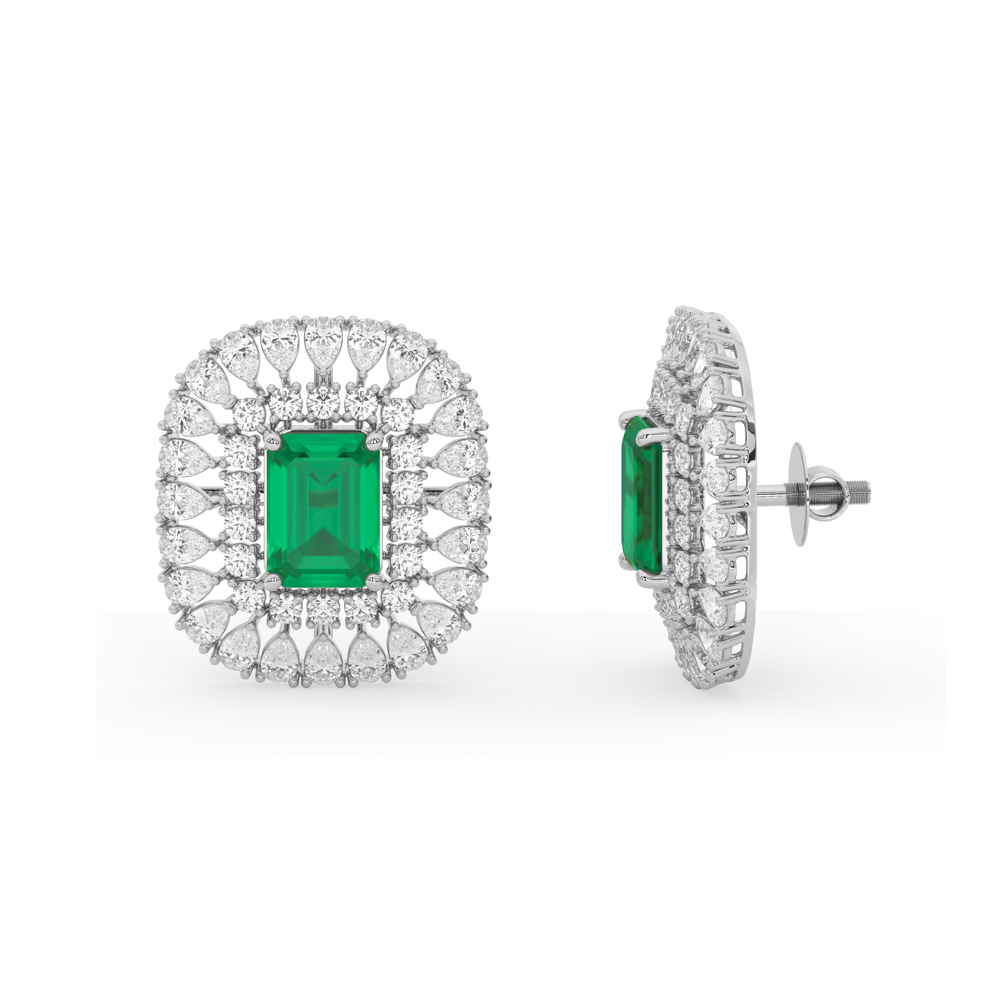 Emerald Majesty Pear Diamond Earrings