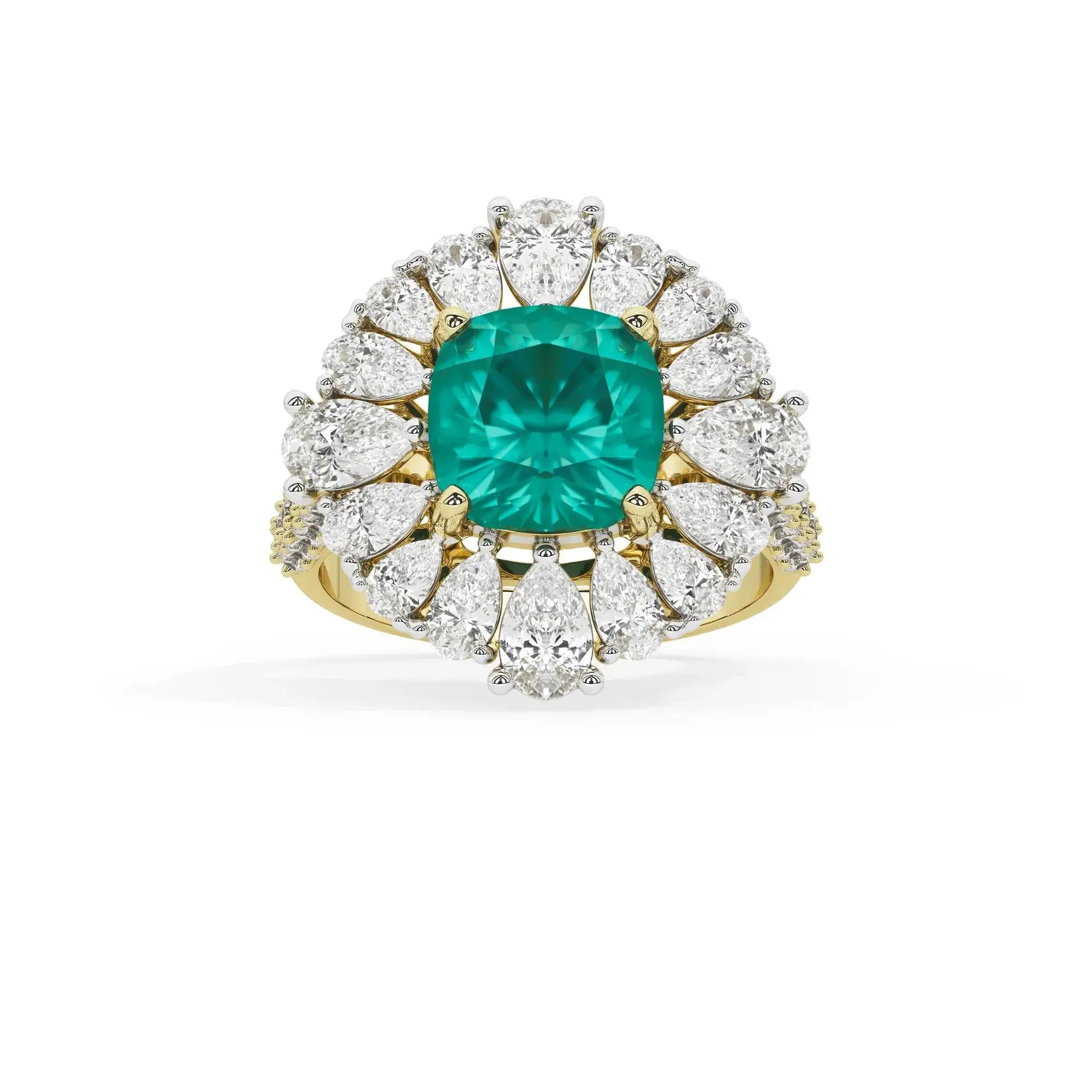 Zephyr Dahlia Cocktail Ring (Lab gown Emerald)