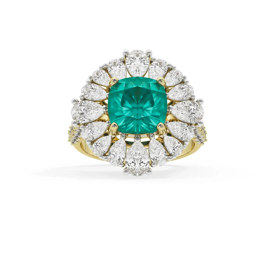 Zephyr Dahlia Cocktail Ring (Lab gown Emerald)