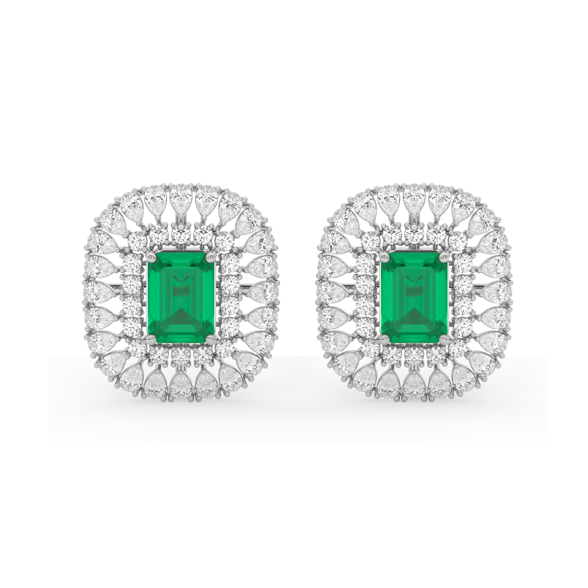 Emerald Majesty Pear Diamond Earrings