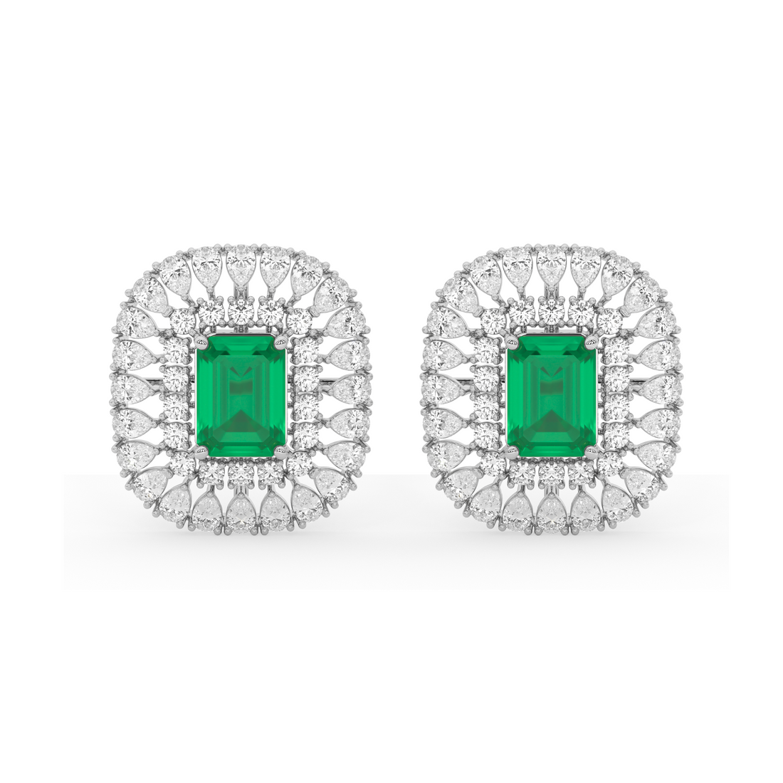 Emerald Majesty Pear Diamond Earrings