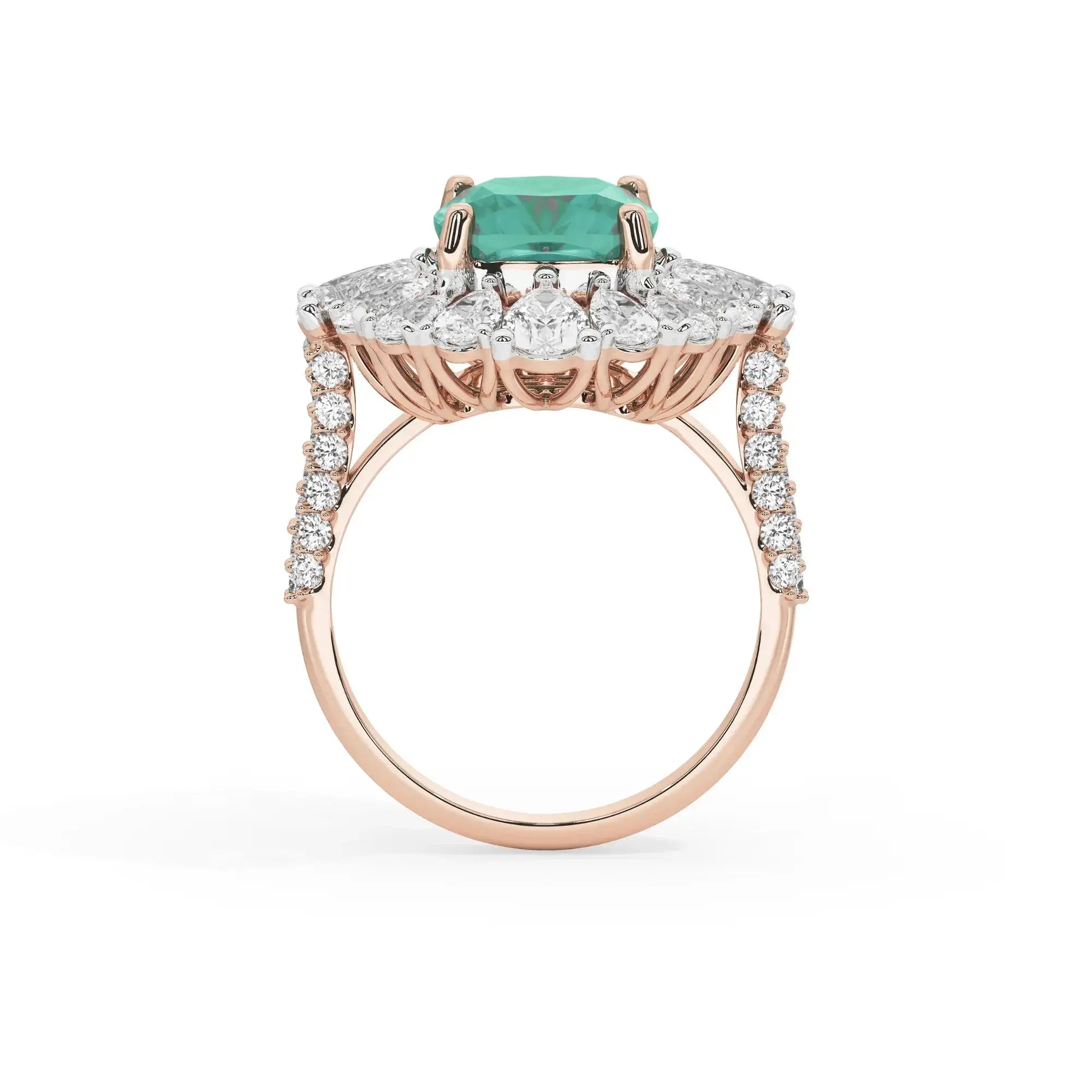 Zephyr Dahlia Cocktail Ring (Lab gown Emerald)